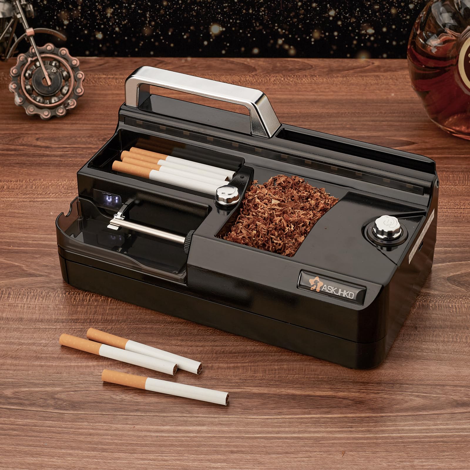 Macchina elettrica di rotolamento della sigaretta, caricatore automatico dei coni, mini macchina di riempimento dei coni pre laminati portatile, rullo automatico, 312A nero