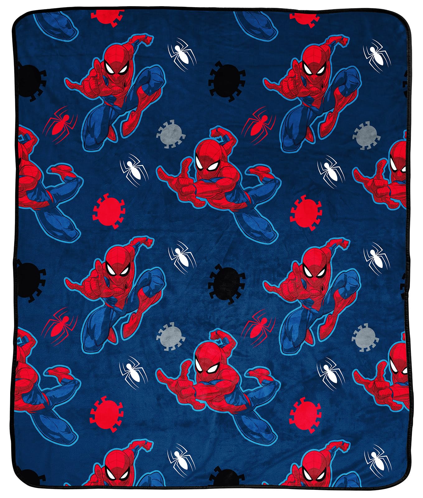 Marvel Spiderman Plush Throw Blanket - Measures 50 x 60 Inches - Kids Super Soft Blue Fleece Superhero Bedding