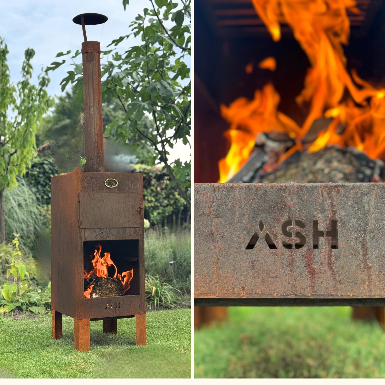 Pizzaofen Garten - Pizzaofen - Pizzaofen - Cortenstahl - inkl. Thermometer - ASH Pizzaofen