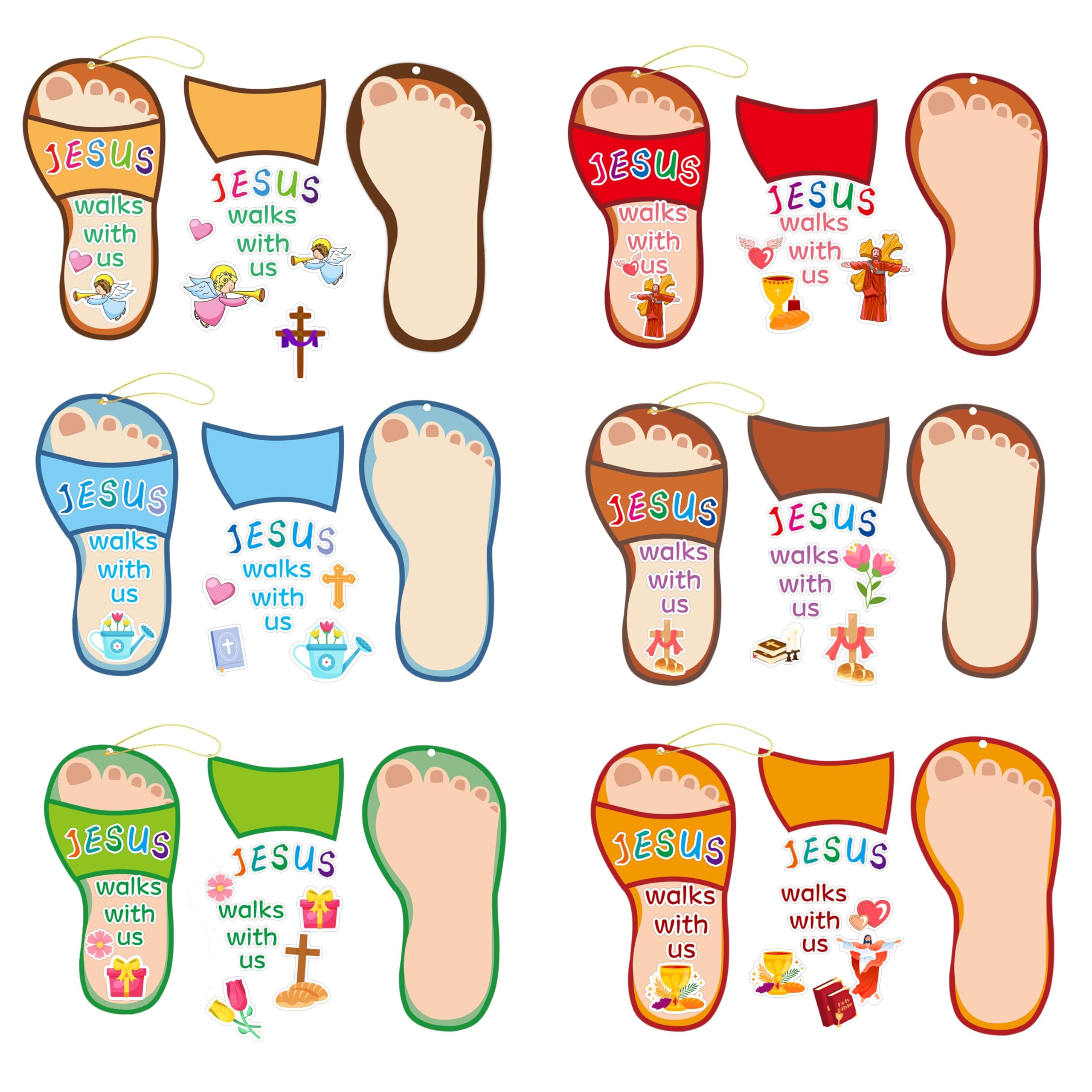 36 Religious Bible Crafts for Kids Jesus Walks on with Us Jesus Sandal Craft Cards for Kids  DIY Sunday School Sticker Activity Kit Christian Art Project for Preschool Home Classroom Activities