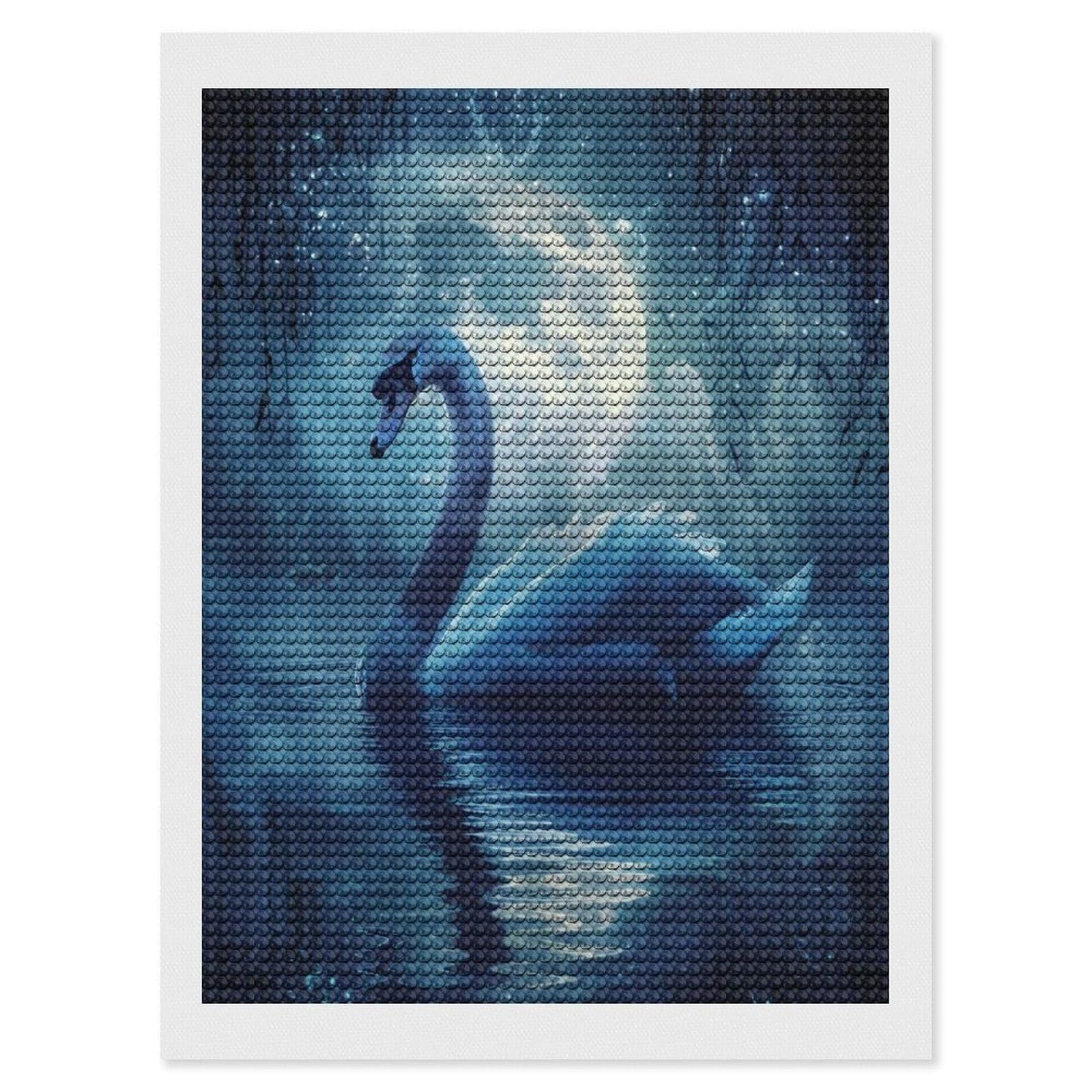 Junmoney Majestic Swan Diamond Painting Kit 12"x16", for Women, Simple to Start, Bedroom Decor, Christmas Gift, Good for Quiet Evenings