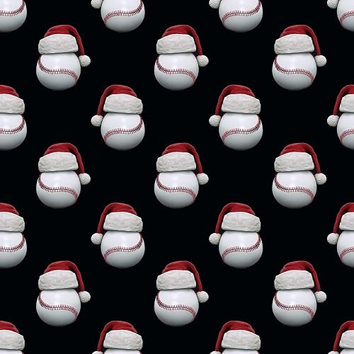 Miniatura 1 de Bonito sombrero de Papá Noel para regalo de béisbol papel de regalo grueso con temática de Bball para decoración de fiestas navideñas rollo de 12