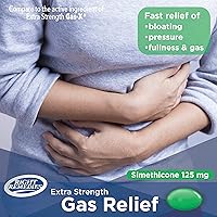 Vista 3 de Alivio de gas extra fuerte, 125 mg de simeticona (365 cápsulas blandas), alivio rápido del gas, hinchazón, plenitud, malestar doloroso, comparado