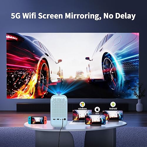 Miniatura 6 de Mini proyector con WiFi 5G y Bluetooth, proyector compatible con 1080P con soporte para proyector, proyector de películas compatible con iOSteléfono