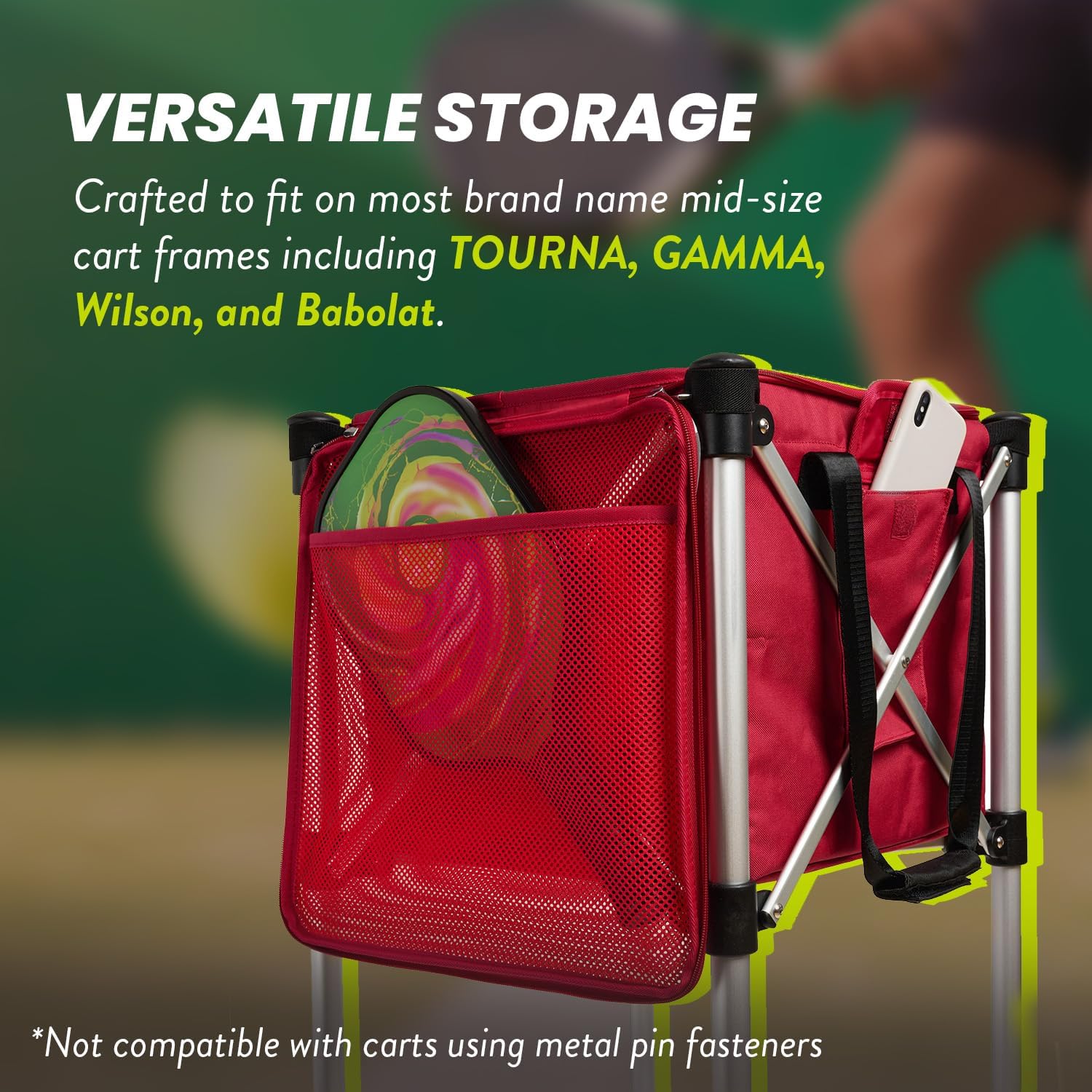 Racket Pets The Ball Tote - Replacement Bag for Tennis and Pickleball Pro Teaching Cart Hopper, Large Tote Bag For 150 Tennis Balls or 100 Pickleballs, Frame Not Included, (Red) - Image 5