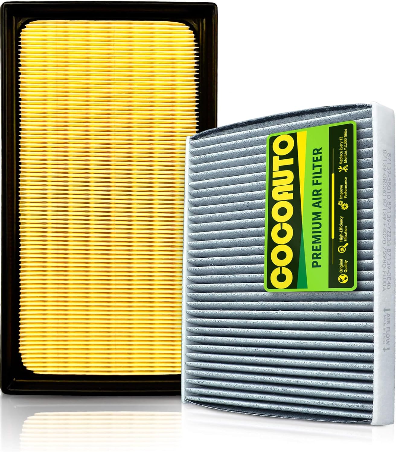 COCOAUTO Engine & Cabin Air Filter Kit for Lexus RX350h Hybrid (2023-2026), NX350h (2022-26), ES300h (2019-25), NX450h+ RX450h+ PHEV (2024-26), Replaces17801F0020, 1780177050, 8713958010