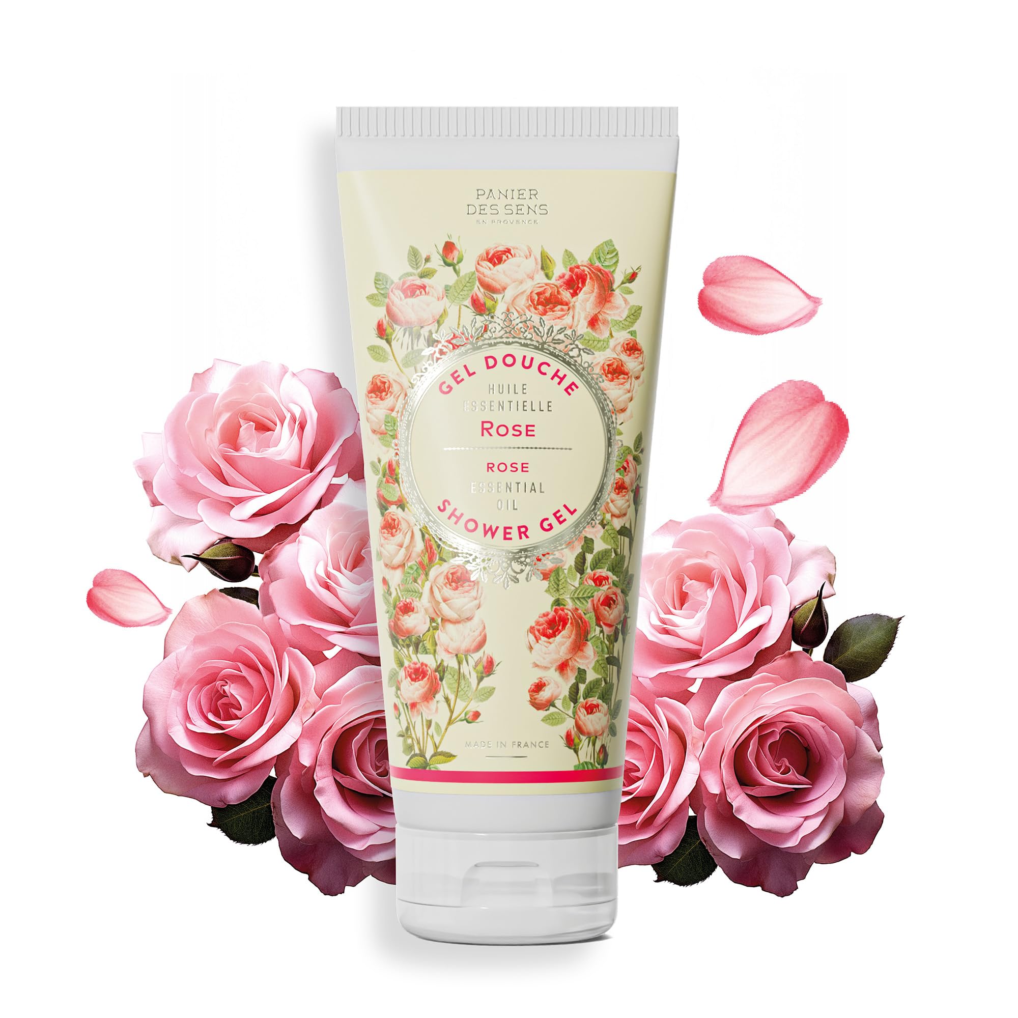 Panier des Sens, Rose Essential Oil Shower Gel, Body Wash for Women & Men, With Shea Oil