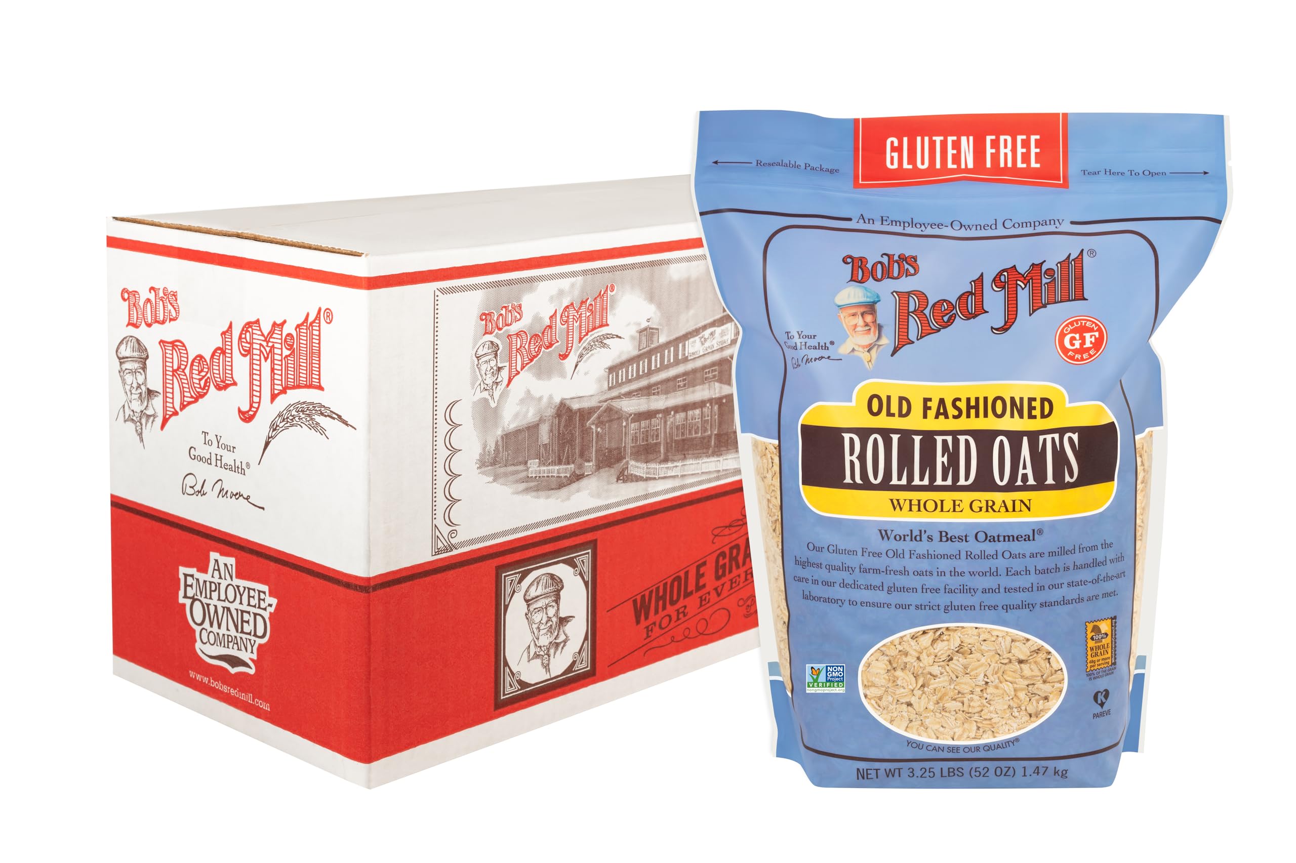 Bob's Red Mill Gluten Free Old Fashioned Rolled Oats, 52oz (Pack of 4) - Non GMO, Whole Grain, Vegan, Kosher