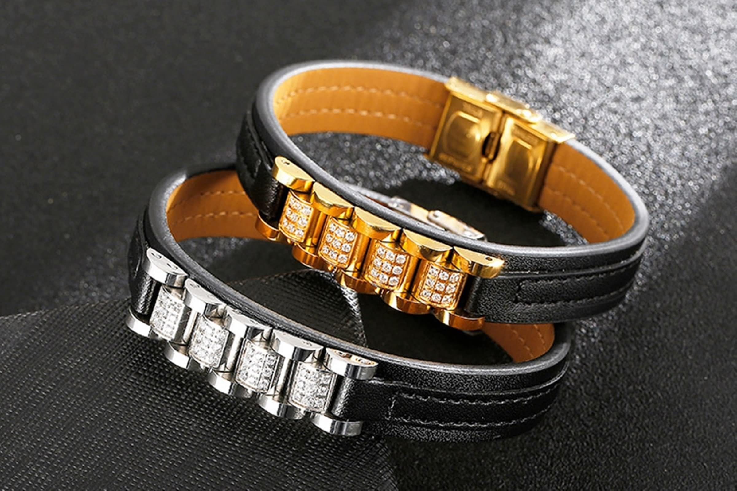 Pulsera trenzada para hombres, pulseras para hombres, brazalete de piel sintética