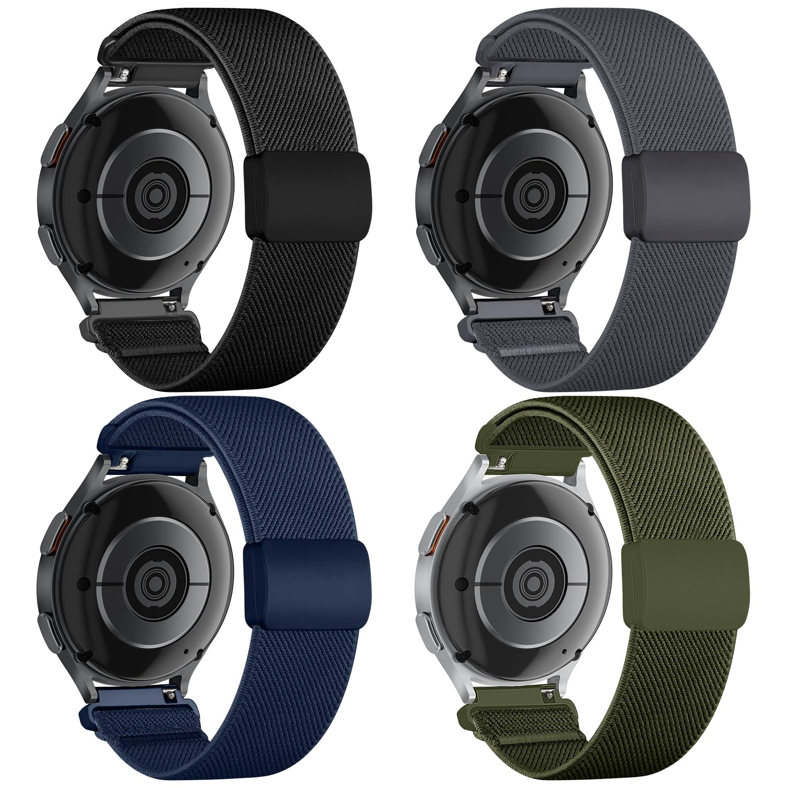 chinbersky 20mm Nylon Geflochtenes Armband Kompatibel mit Samsung Galaxy Watch 4/5/6/7/FE 40mm 44mm Armband/Watch5 Pro/Watch 4&6 Classic/Active 2 40mm 44mm/Watch3 41mm/Gear Sport/Gear S2 Classic