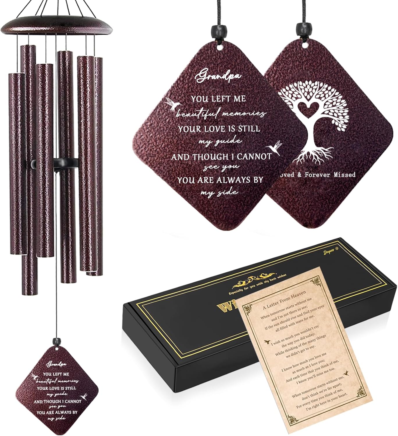 Memorial Gifts for Loss of Husband - 32" Sympathy Wind Chimes, Remembrance/Bereavement Gift
