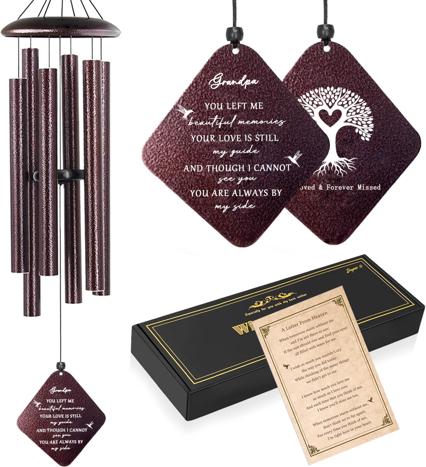 Sympathy Gifts for Loss of Grandfather, 32" Memorial Wind Chimes for Loss of Grandpa, Loss of Grandpa Sympathy Gift, Condolence Gifts in Memory of a Loved Grandpa