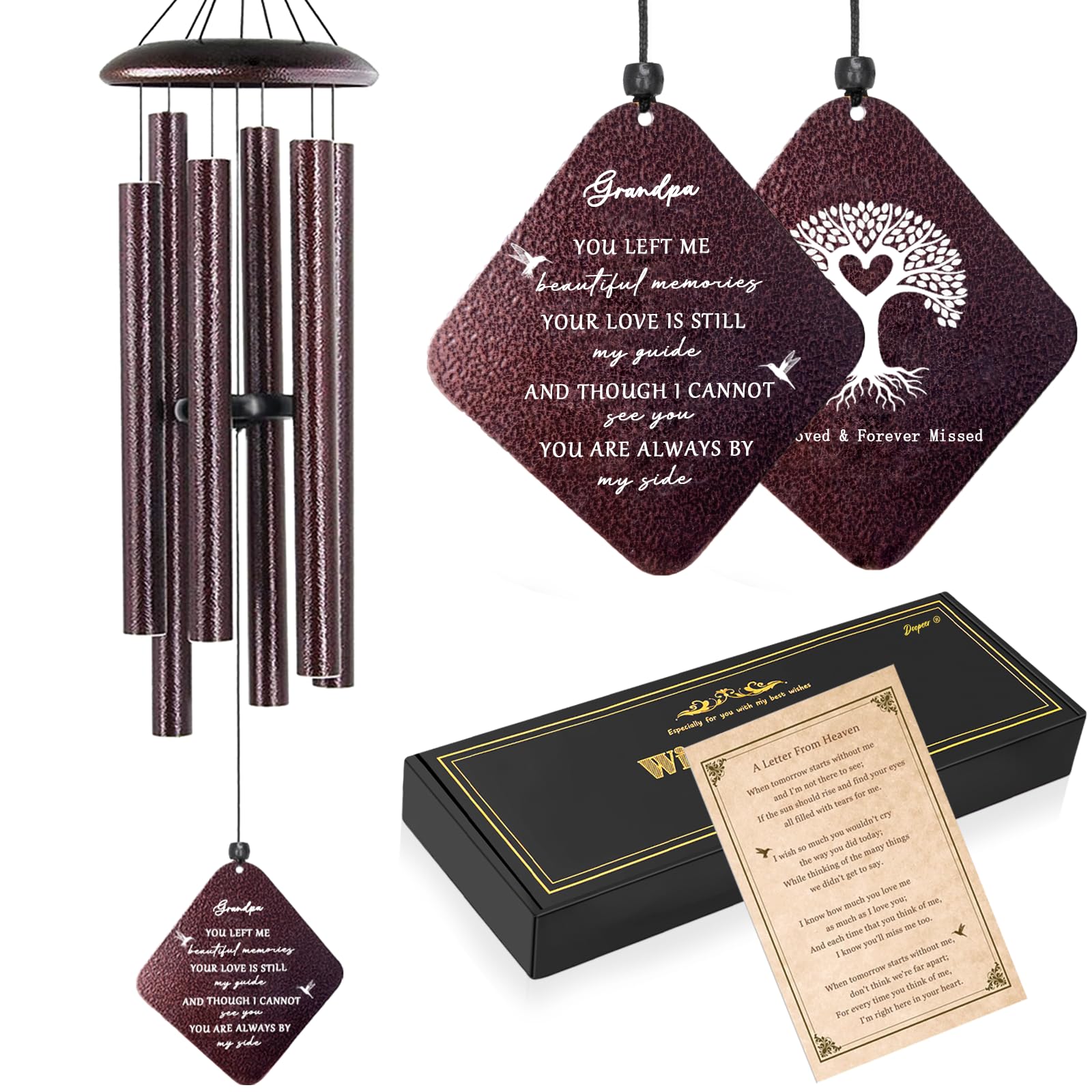 Sympathy Gifts for Loss of Grandfather, 32" Memorial Wind Chimes for Loss of Grandpa, Loss of Grandpa Sympathy Gift, Condolence Gifts in Memory of a Loved Grandpa