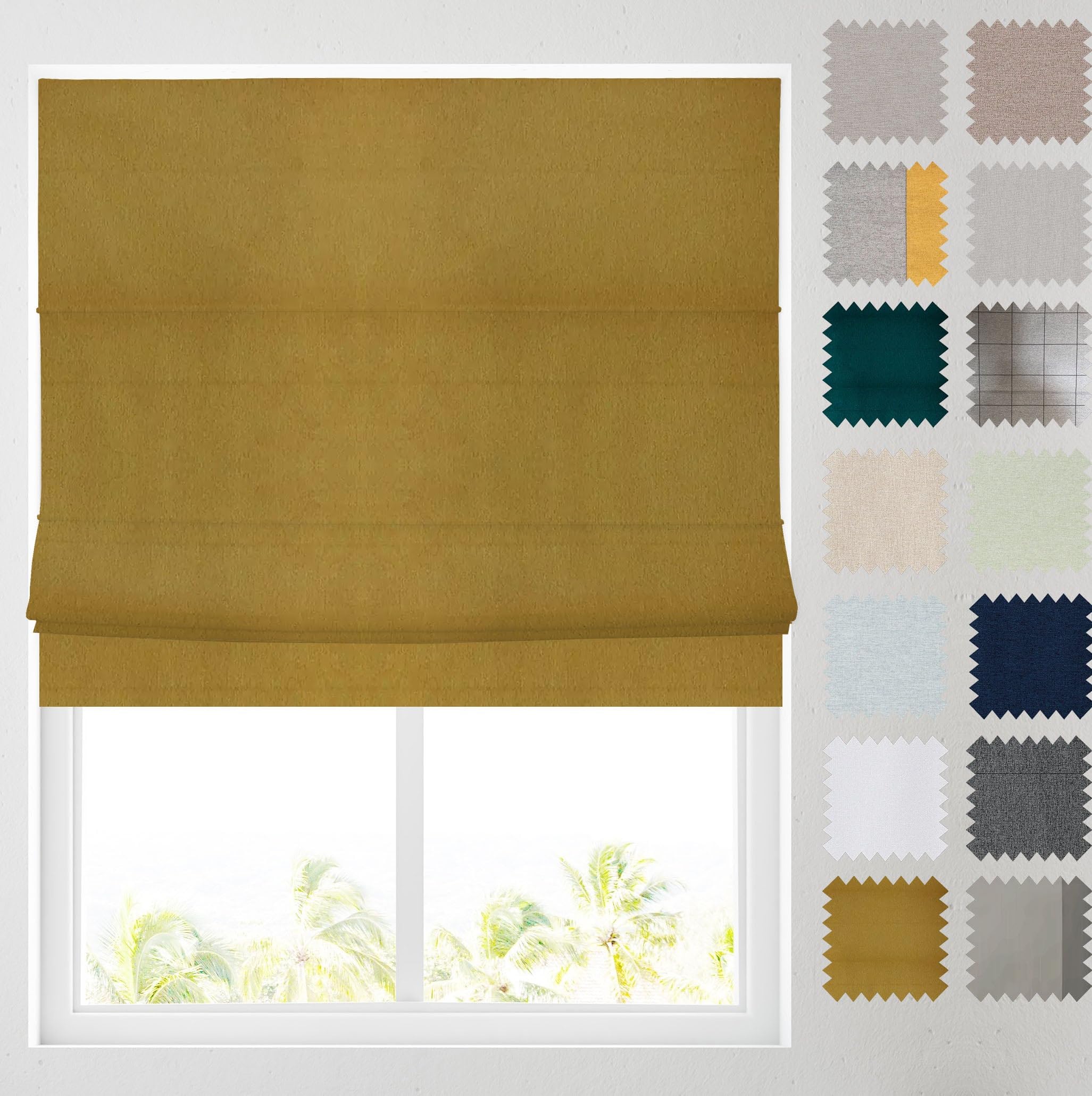 Barnes Blinds And Interiors Gold Barnes Blinds - Soft Textured Ara Blackout Roman Blinds -Durable Fittings Easy Fit ( 183Cm)