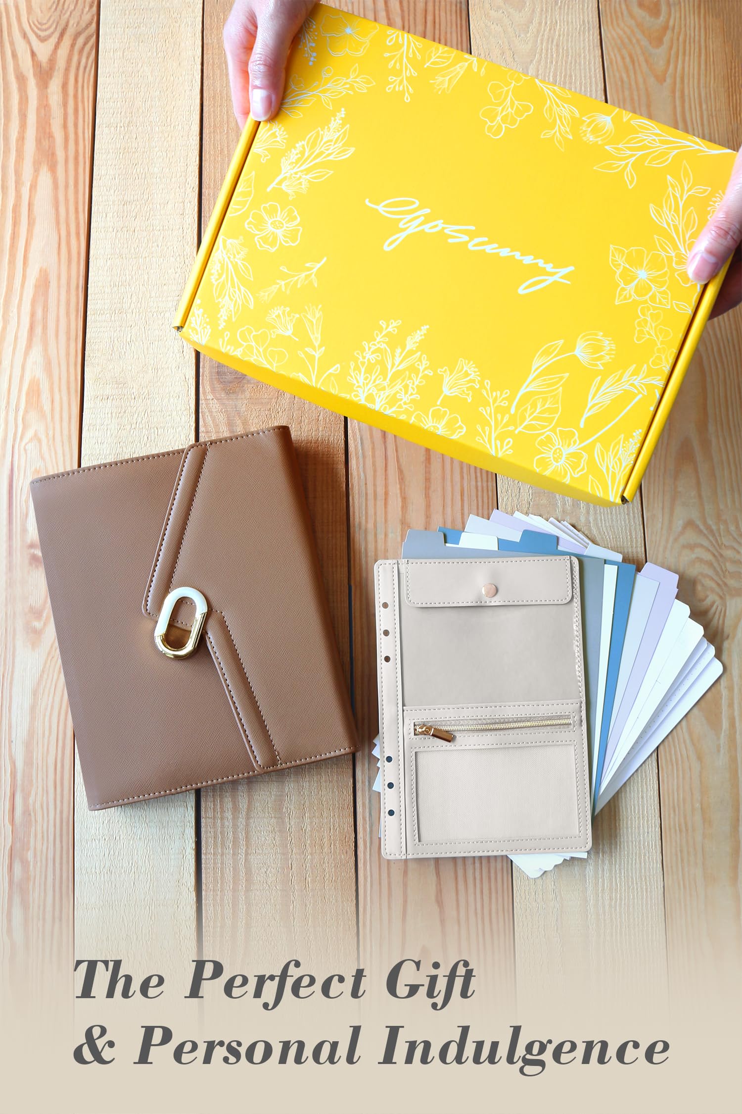 Luxury Journal - Agenda in pelle formato A5, con 80 fogli, 5 divisori, tasca rimovibile con cerniera, organizer ricaricabile senza data per lavoro, scuola, uso personale, marrone moka
