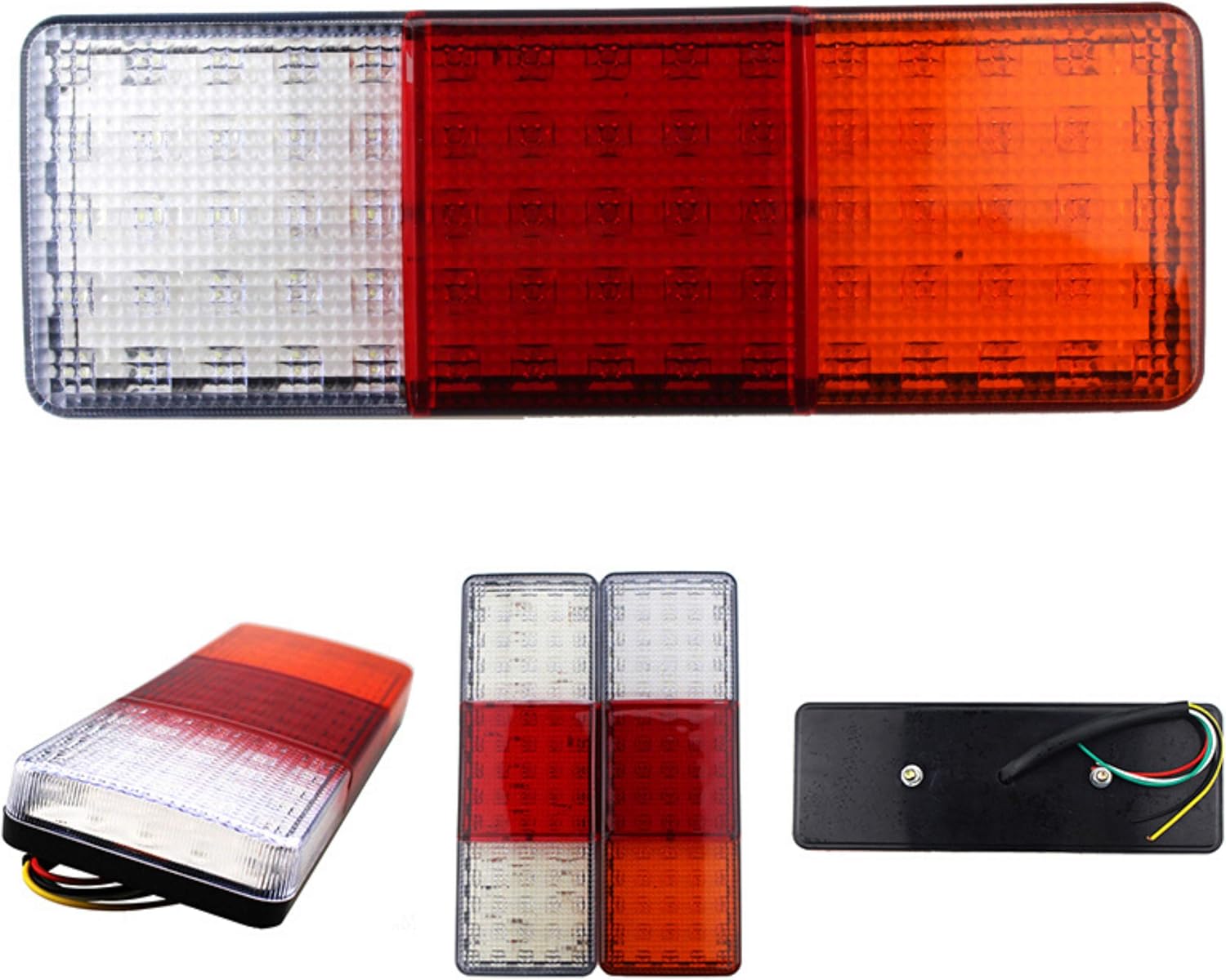 75 LED Truck Rectangle 3 Color Tail Light Bar Waterproof Turn Signal Brake Reverse Running Taillight for Truck Boat Trailer Pickup RV Camper UTV UTE Vans (2PCS) 12V