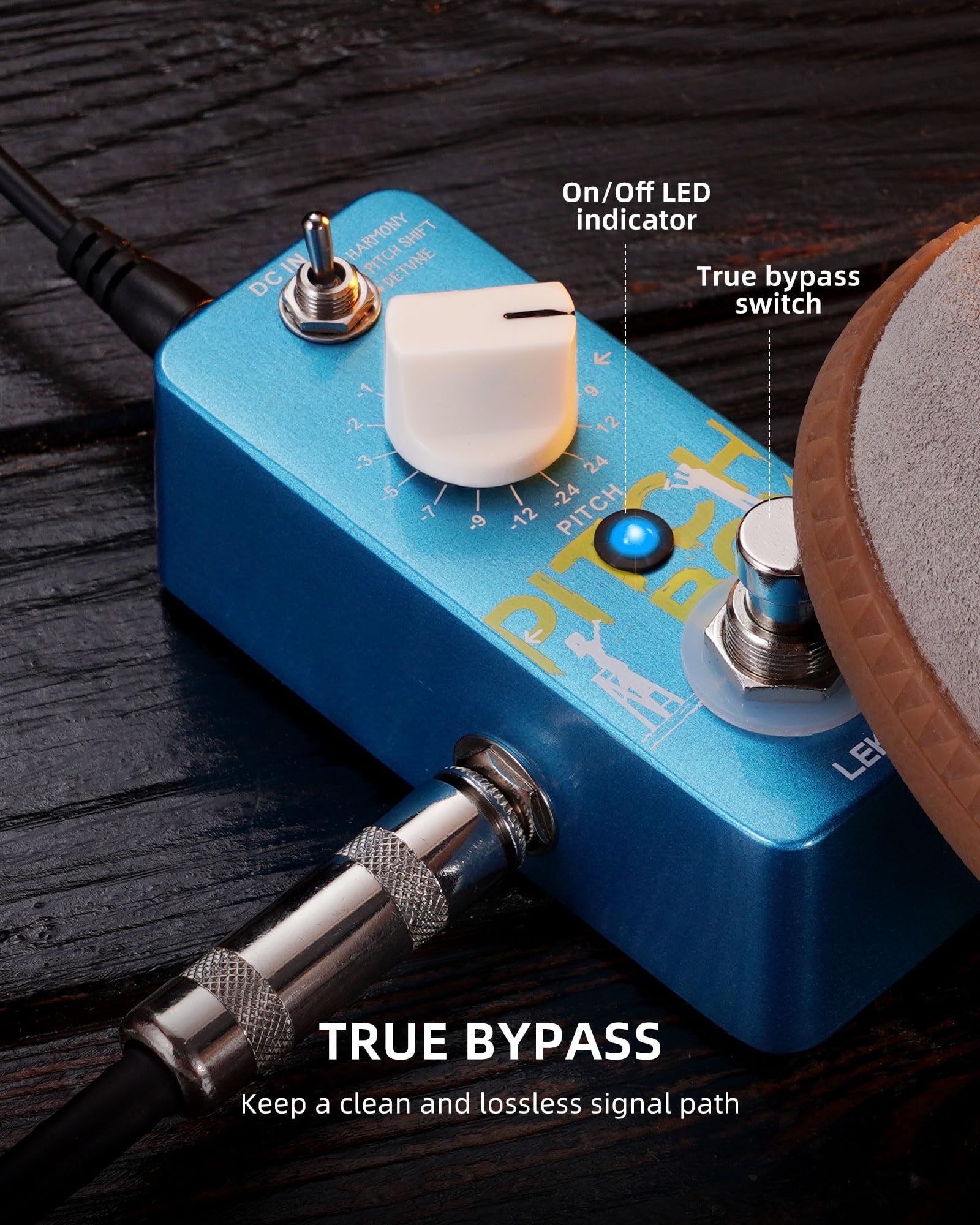 LEKATO Mini pedale Pitch Shifter, Harmonizer Pedale Chitarra Pitch Box Harmonizer Digital Octave Guitar Drop Pedal, True Bypass, Effetti per chitarra elettrica e basso