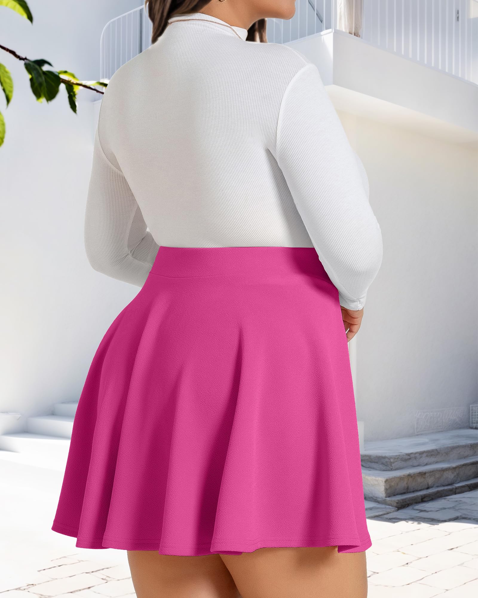 JOELLYUS Plus Size Skirts for Women Summer Pleated Mini Skirt Casual Flowy High Waisted Womens Short Skirts