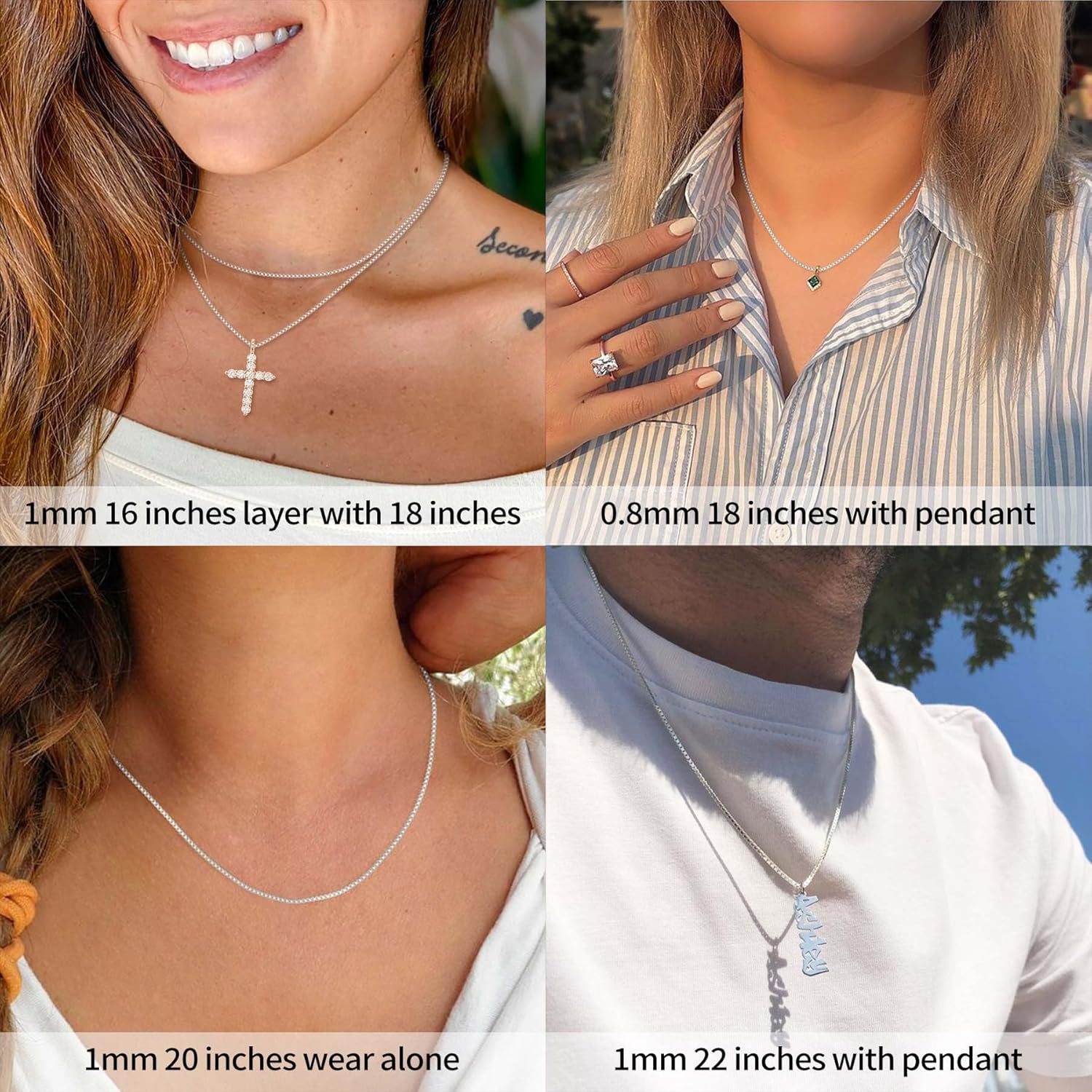 ASHINE 925 Sterling Silver Box Chain Necklace for Women, 1mm 0.8mm Replacement Link Chain for Pendants, Dainty & Sturdy Necklace Available in 16-36 Inch - Image 3