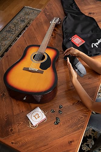 Miniatura 8 de Fender FA-125 Dreadnought - Guitarra acústica con 2 años de garantía, color negro, con bolsa de concierto