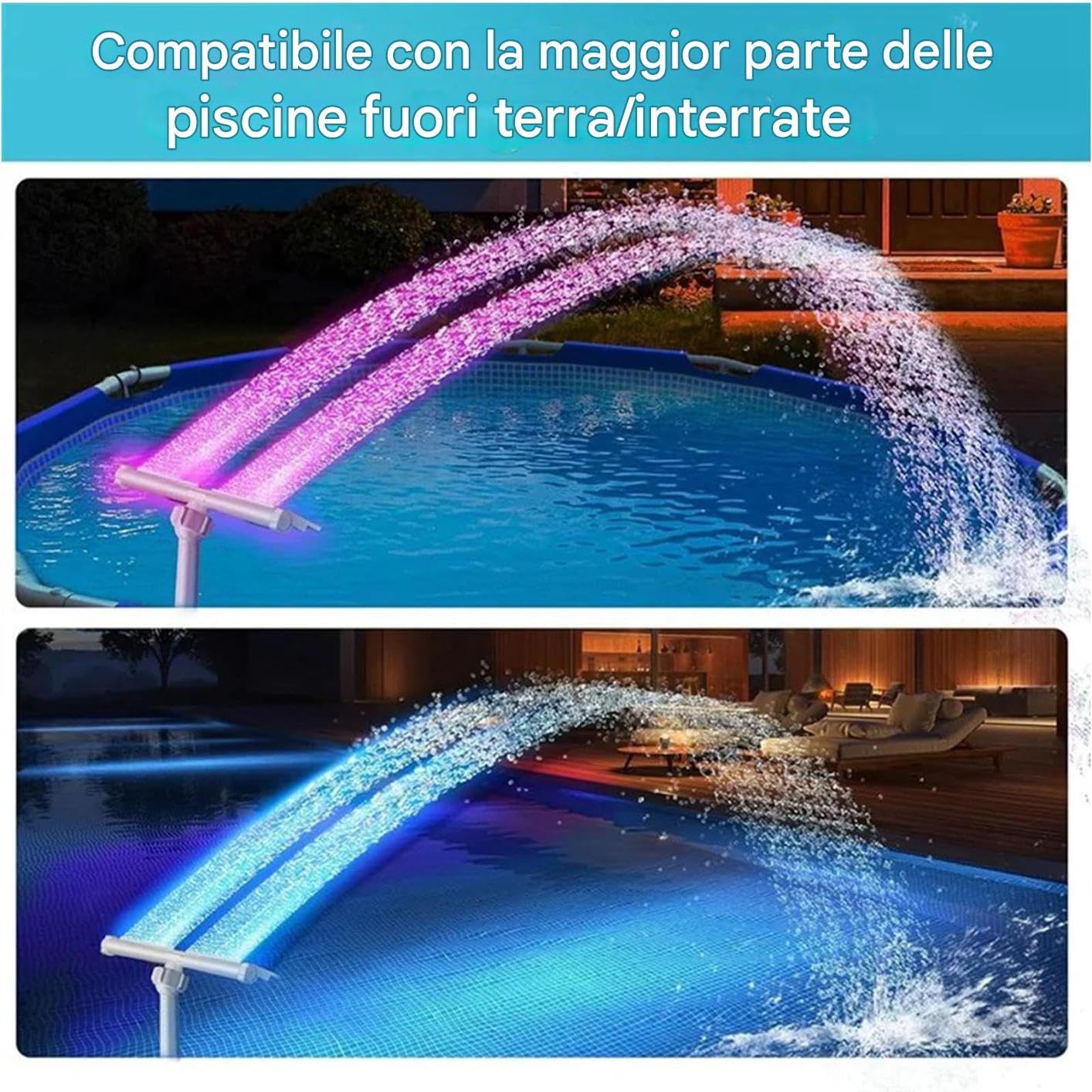 Fontaine à eau pour piscine, dispositif cascade avec télécommande