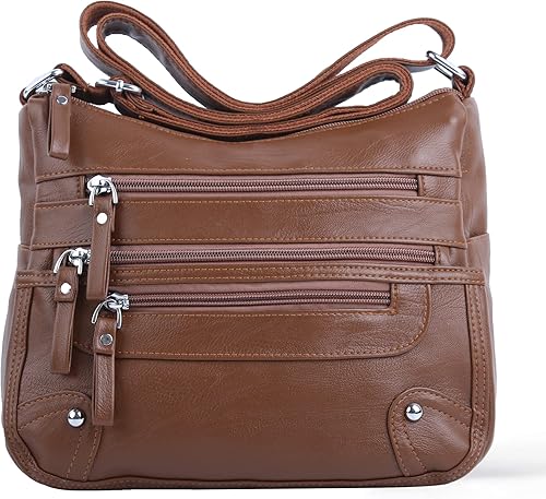 Miniatura 11 de ELDA Monederos cruzados de 10 bolsillos para mujer, bolsos de bolsillo medianos, ligeros, bolso de hombro con múltiples bolsillos Negro,Plata