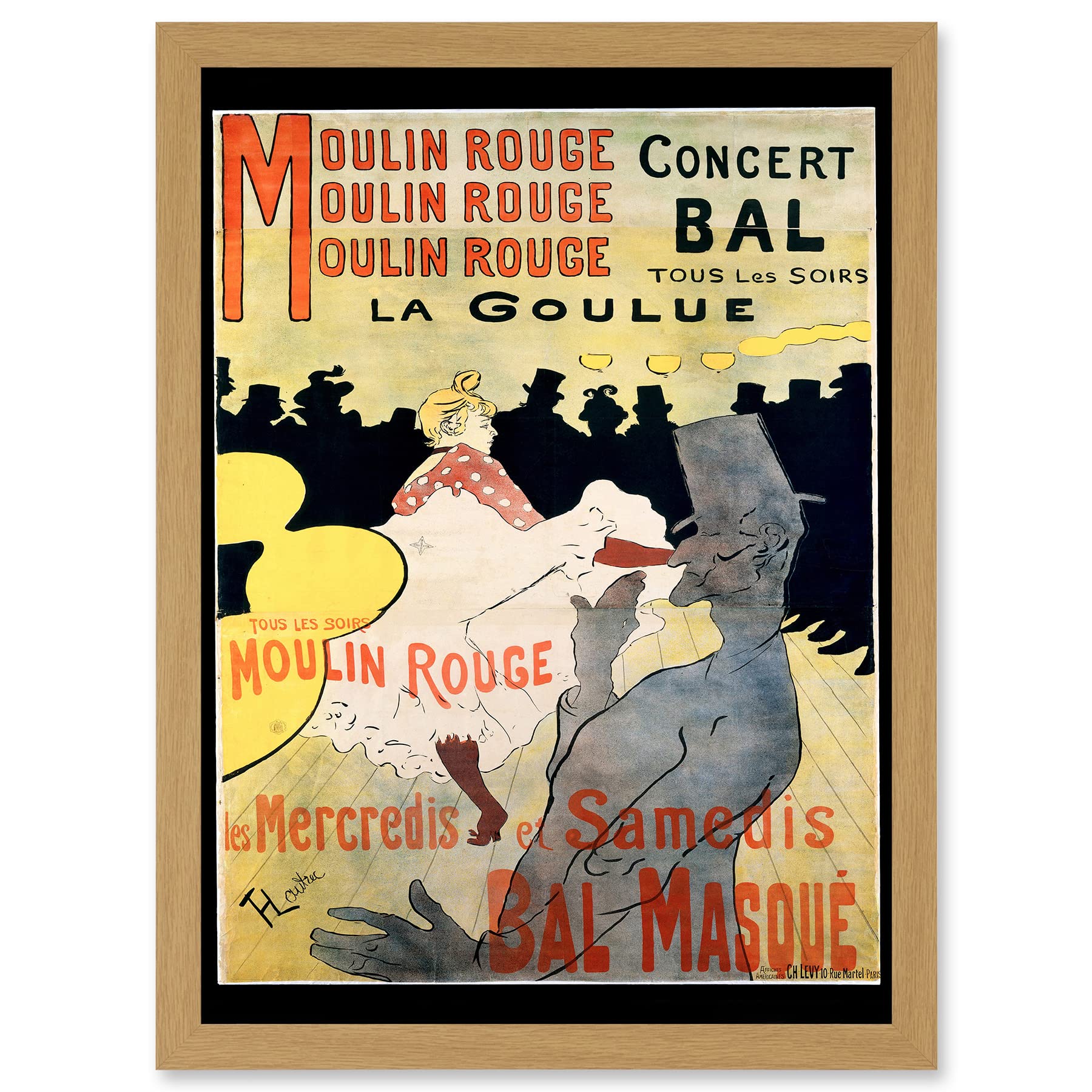 Artery8 Ad Vintage Lautrec Moulin Rouge La Goulue Mask Ball Paris France Artwork Framed Wall Art Print A4