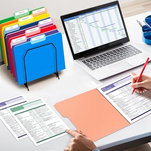 Miniatura 7 de WEMEMORN Paquete de 120 carpetas de archivos de dos tonos de 8.5 x 11 pulgadas, carpetas de archivos con pestaña de corte de 13, tamaño carta,