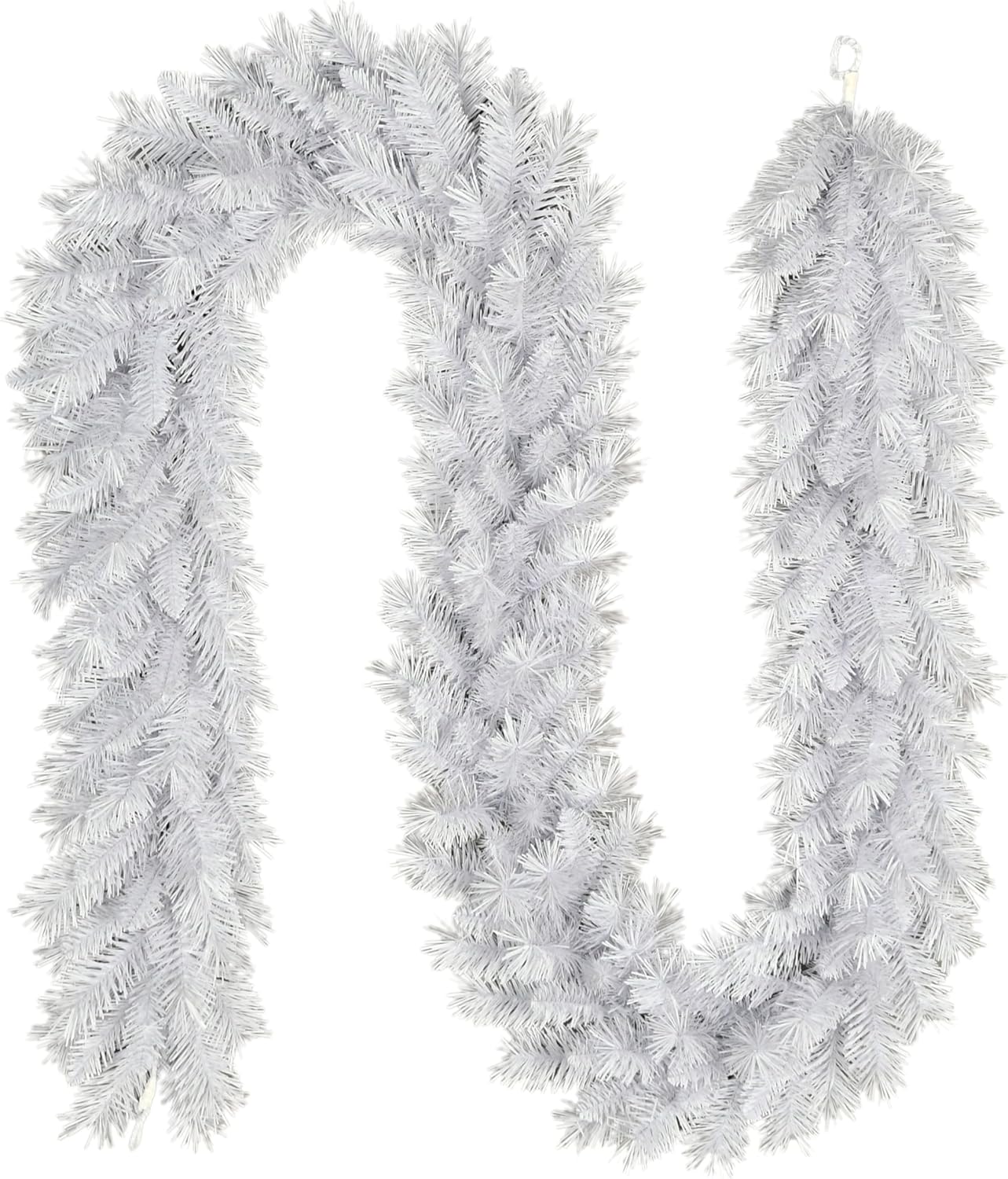 Puleo International 9フィート x 10インチ 人工ホワイトラウンドバレーパインガーランド