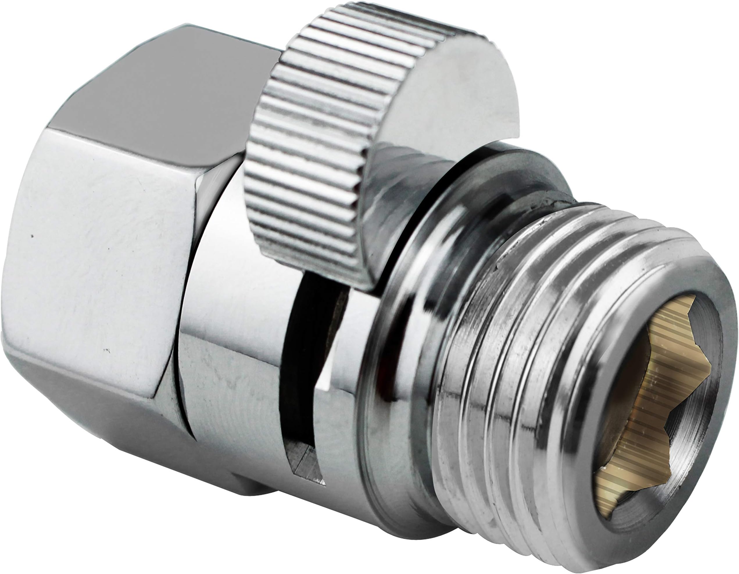 PIHShower Volume Control Valve, Shut-Off One Piece Copper Brass Made, 1/2'' Standard Connection, Chrome Polished