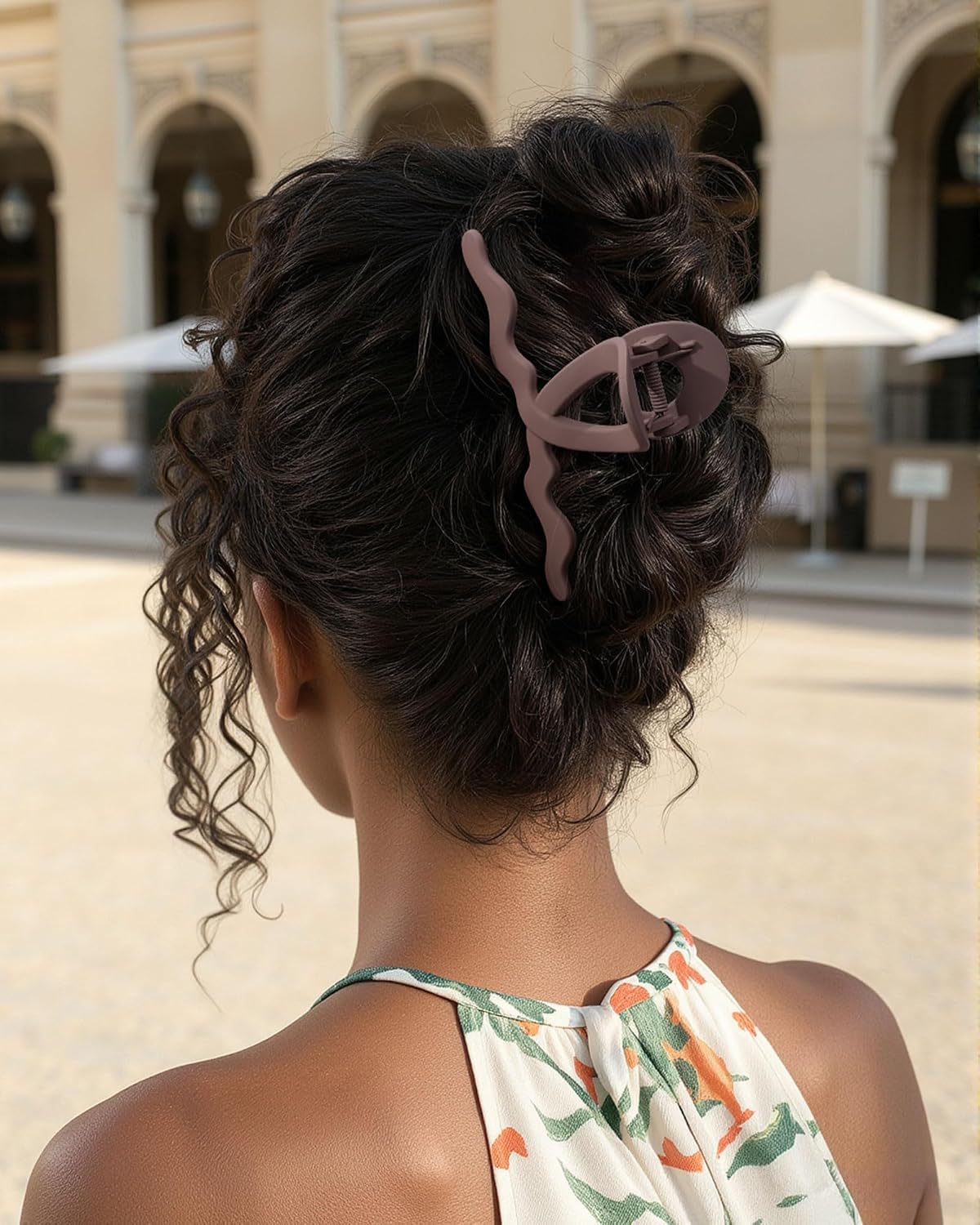 4 Pack Large Claw Clips for Women Thick Hair - 5.12 Inch Hair Claw Clips Non-slip Strong Spring Hair Clips for Long Curly Hair (Matte +Black/Dark Coffee/Off-White/Light Taupe)