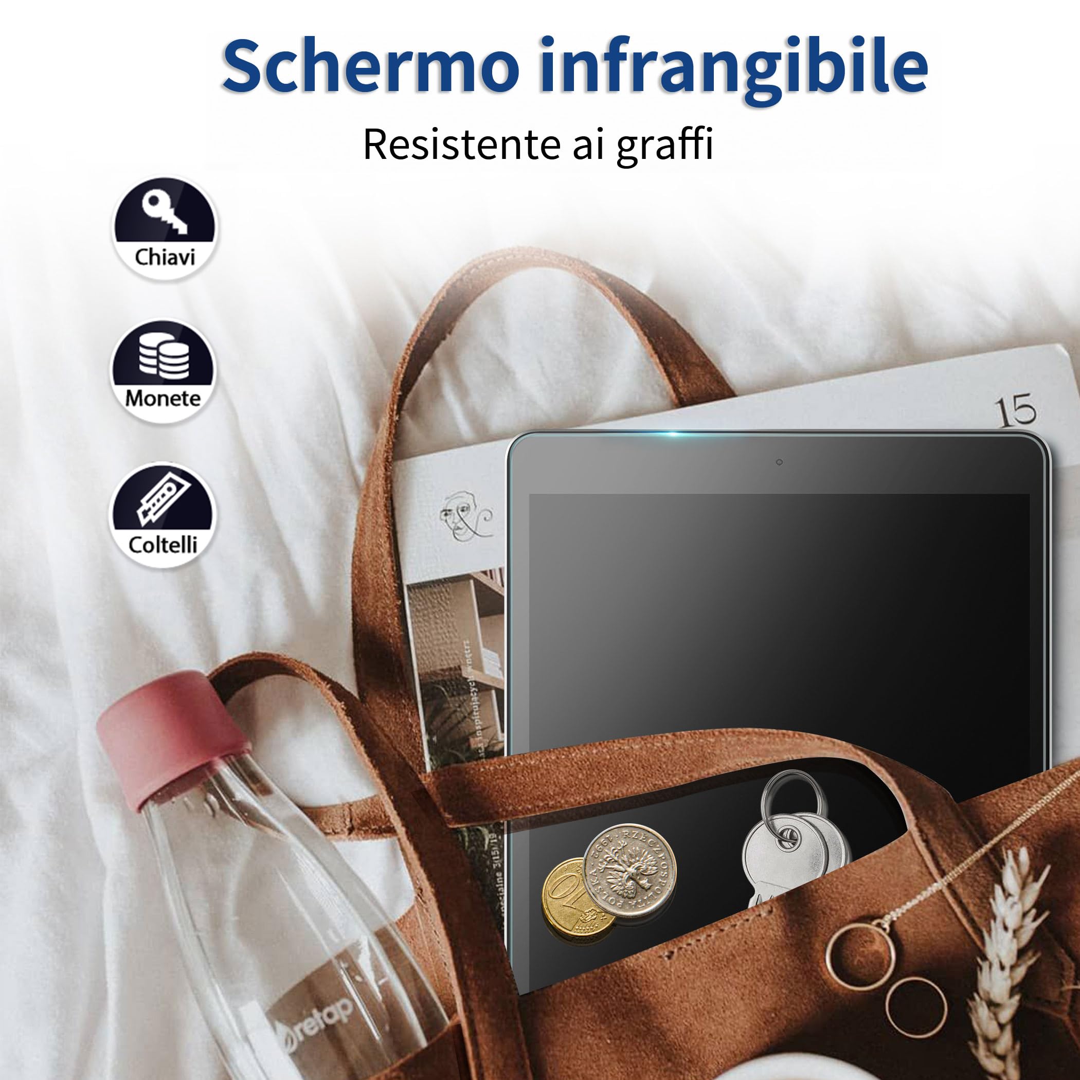 EasyAcc Cover iPad 9 Generazione con Tastiera Compatibile con iPad 10.2 Pollici 8a/7a Generazione con Pellicola Protettiva, [Italiano], Custodia Protettiva per Tastiera Rimovibile con Portapenne, Nero