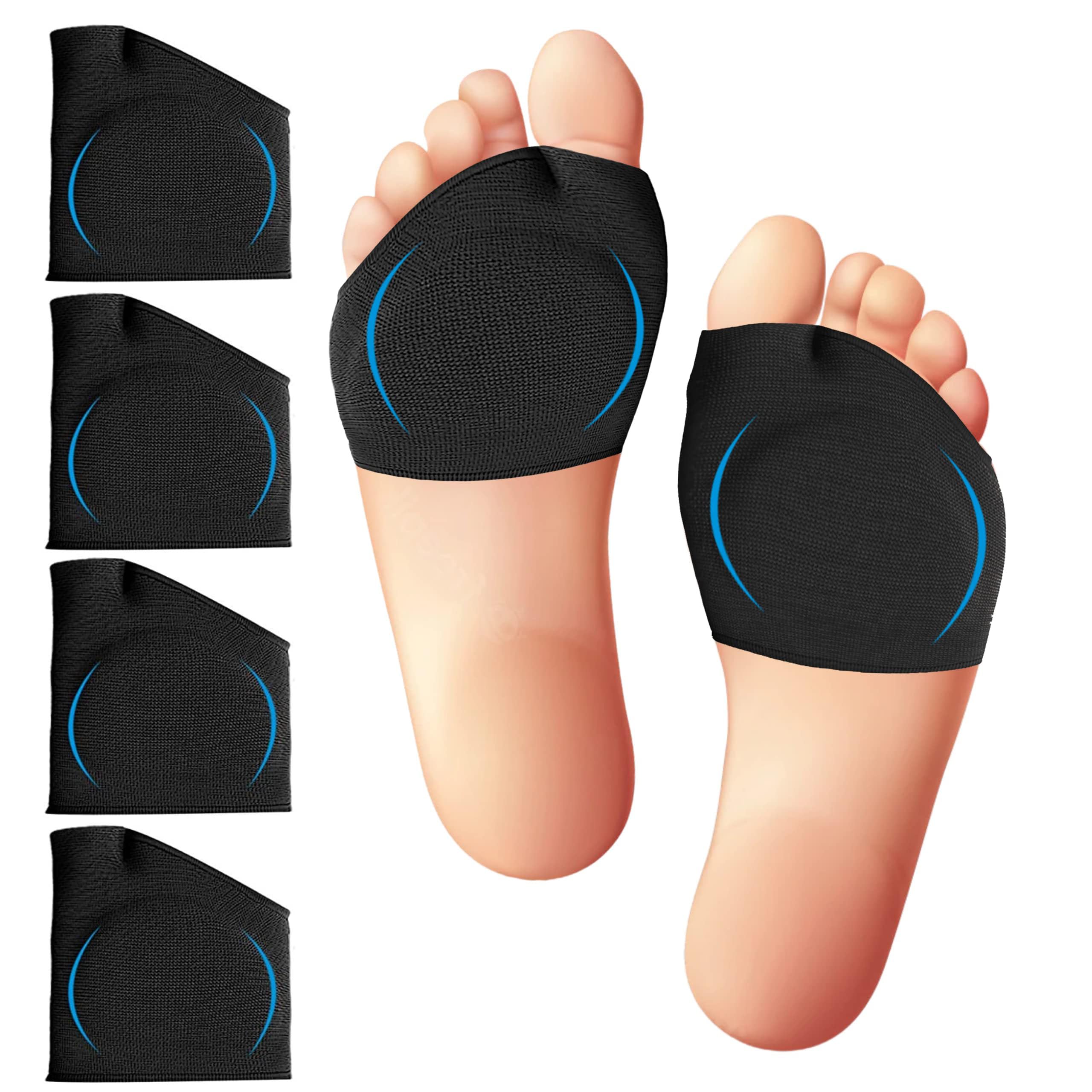 HBSTUDIO Metatarsal Sleeves with Gel Pads - 4 Pieces,Immediate Bottom Ball of Soft Gel Padding,Insole Men, Women (Black)