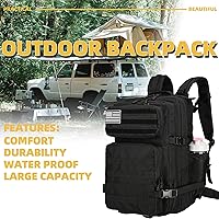 Vista 5 de Mochila táctica militar de 45 L para senderismo, hombres y mujeres, mochila militar Molle para camping, pesca, viajes, Negro -, Mochilas de mochila