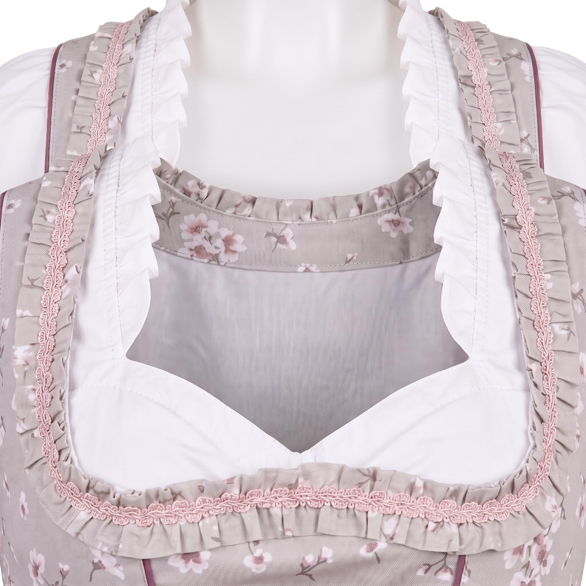 Kleid Dirndl Damen 3 TLG, Midi für Oktoberfest, mit Schürze und Bluse, 502GT