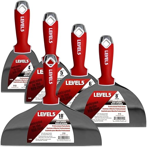 Juego de cuchillos para juntas, acero al carbono - LEVEL5 | Grado profesional | Sheetrock Gyprock Drywall Pladur | 5-603