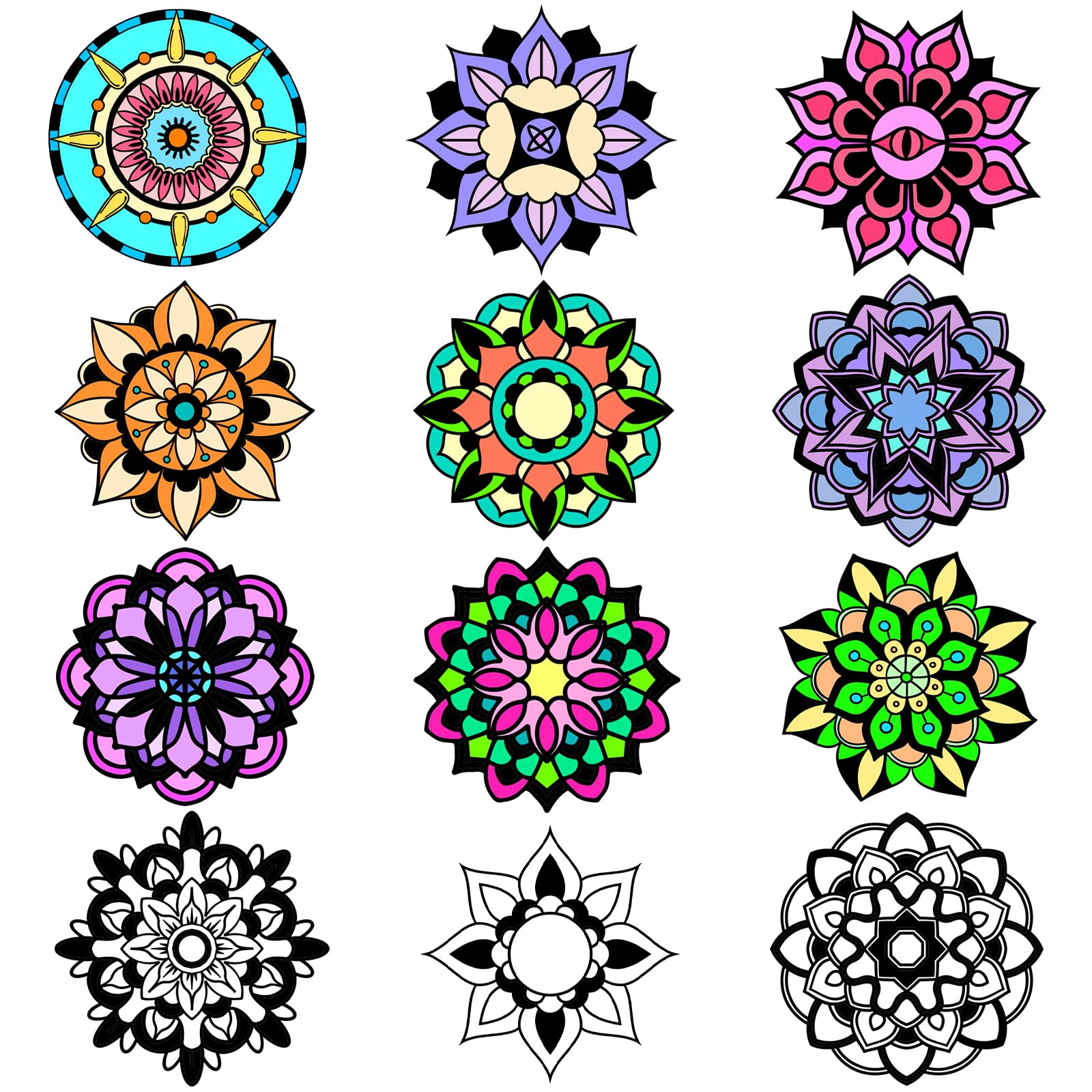 EggSun 48pcs Mandala Fuzzy Velvet Coloring Posters Kit, DIY Beautiful Arts and Crafts Velvet Coloring Mess Free Felt Coloring Pages for Adult Family Activities and Party Favors