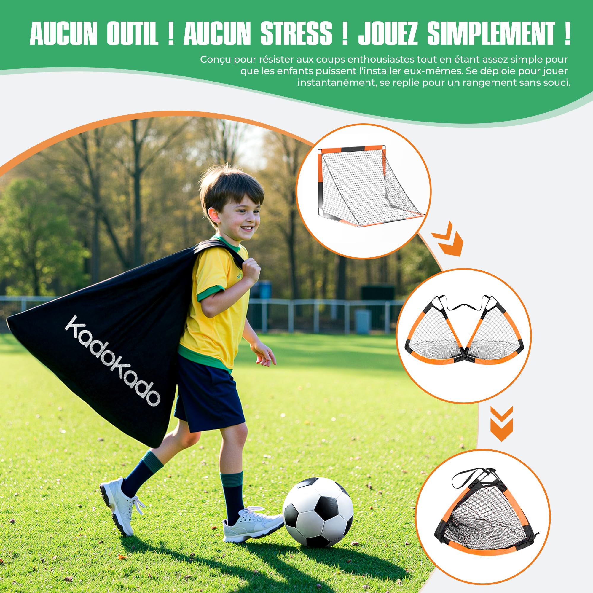 But de Football Pliable et Portable pour Enfants, Cage de Foot Exterieur 120x90x90cm avec Sac de Transport