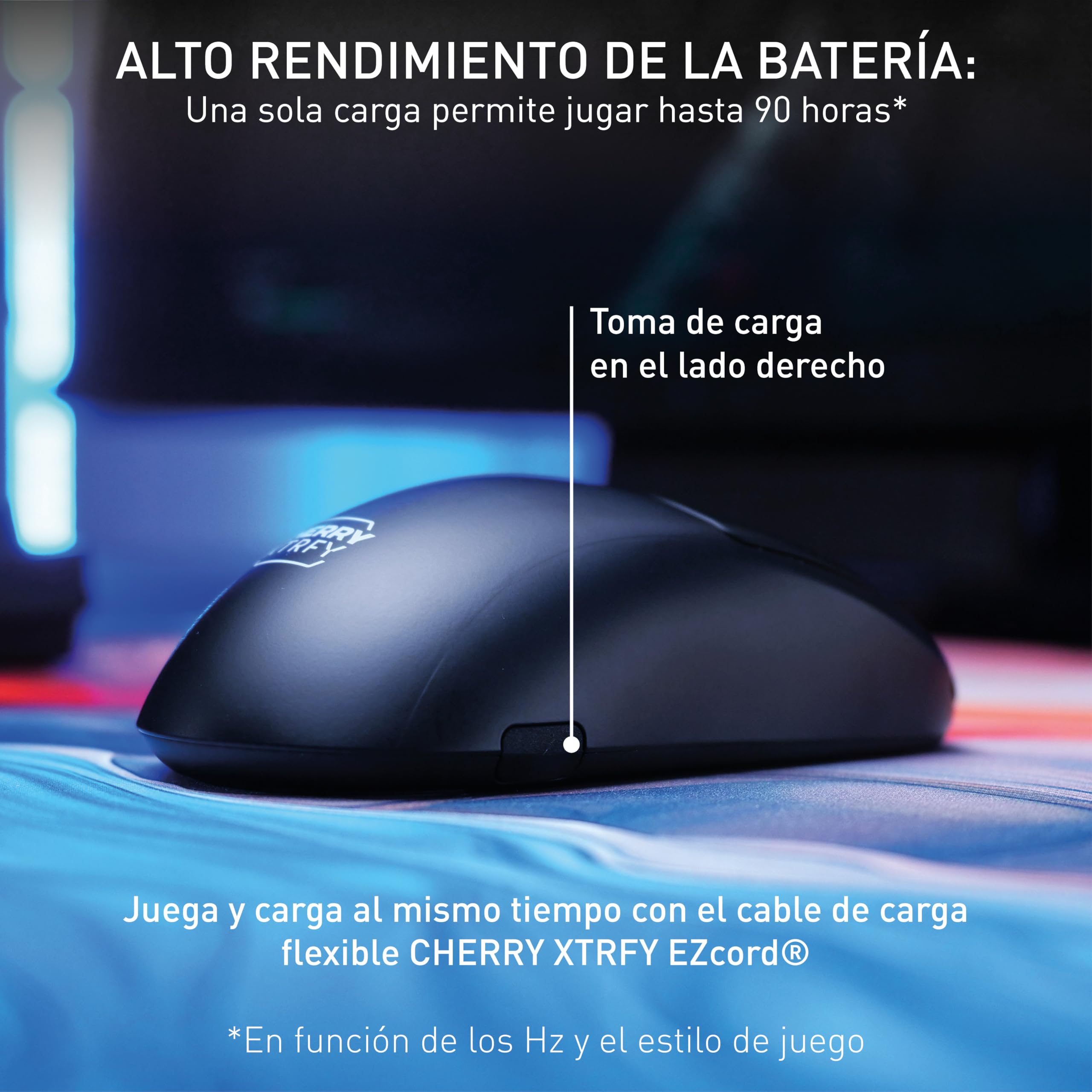 CHERRY XTRFY M68 Pro Wireless, Ratón Inalámbrico de Gaming Ultra Rápido, 2.4 GHz RF, Optimizado para esports, 8K, Forma Simétrica con Parte Frontal Baja, Negro