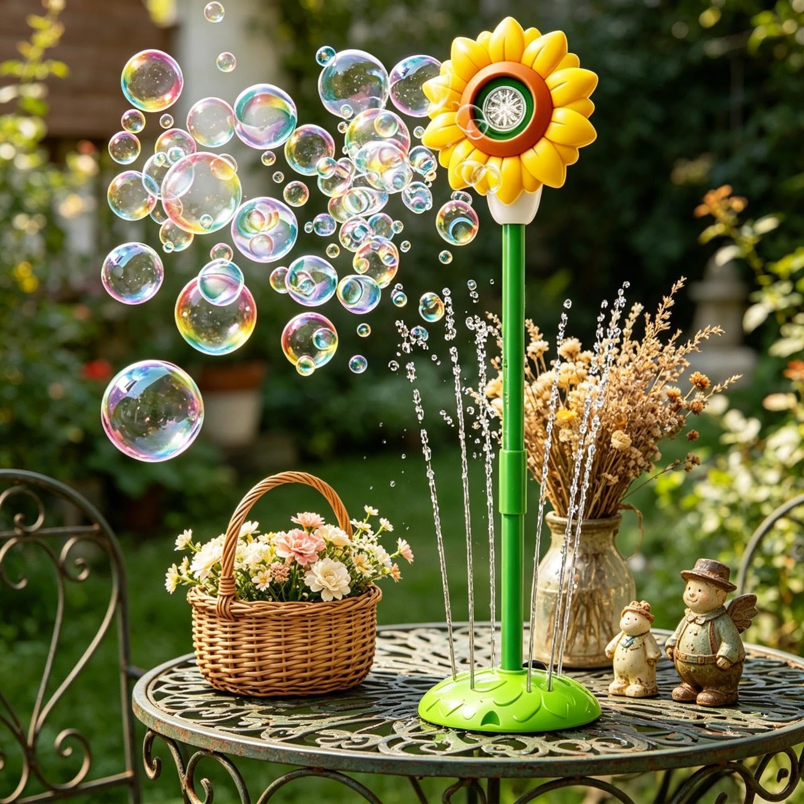 Macchina per bolle con stativo Soffiatore Giocattolo A Lampione Girasole | Macchina Delle Bolle Da Esterno Con Spruzzatore D'Acqua Per giardino patio cortile prato festa matrimonio fest