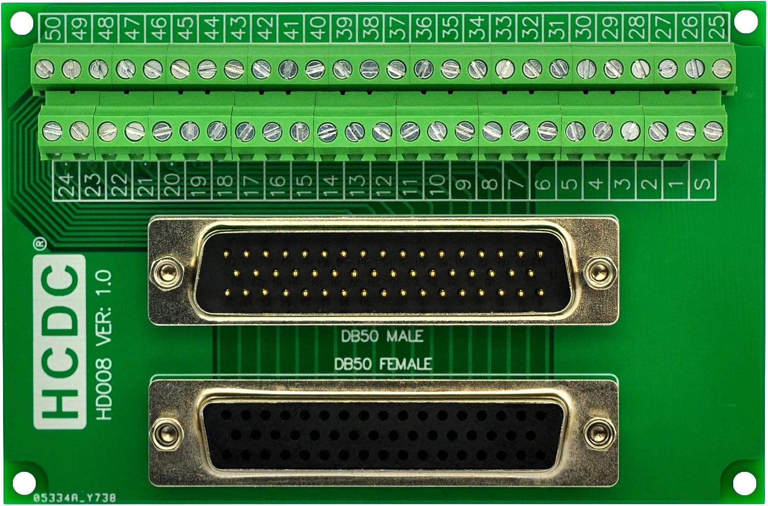 D-SUB Male-Female Breakout Board Terminal Block Interface Module (DB44HD)