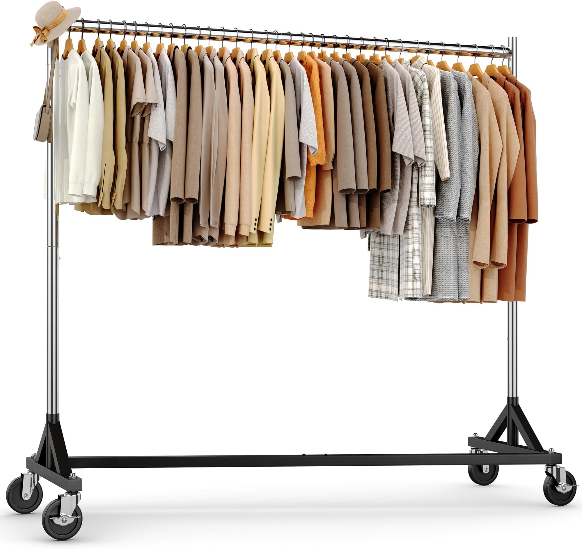HOKEEPER Commercial Heavy Duty Clothing Rack - Z Base Rolling Garment Rack, 181kg (400lbs) Capacity, Adjustable Height for Retail Shops, Boutiques, Home Bedroom & Flea Markets