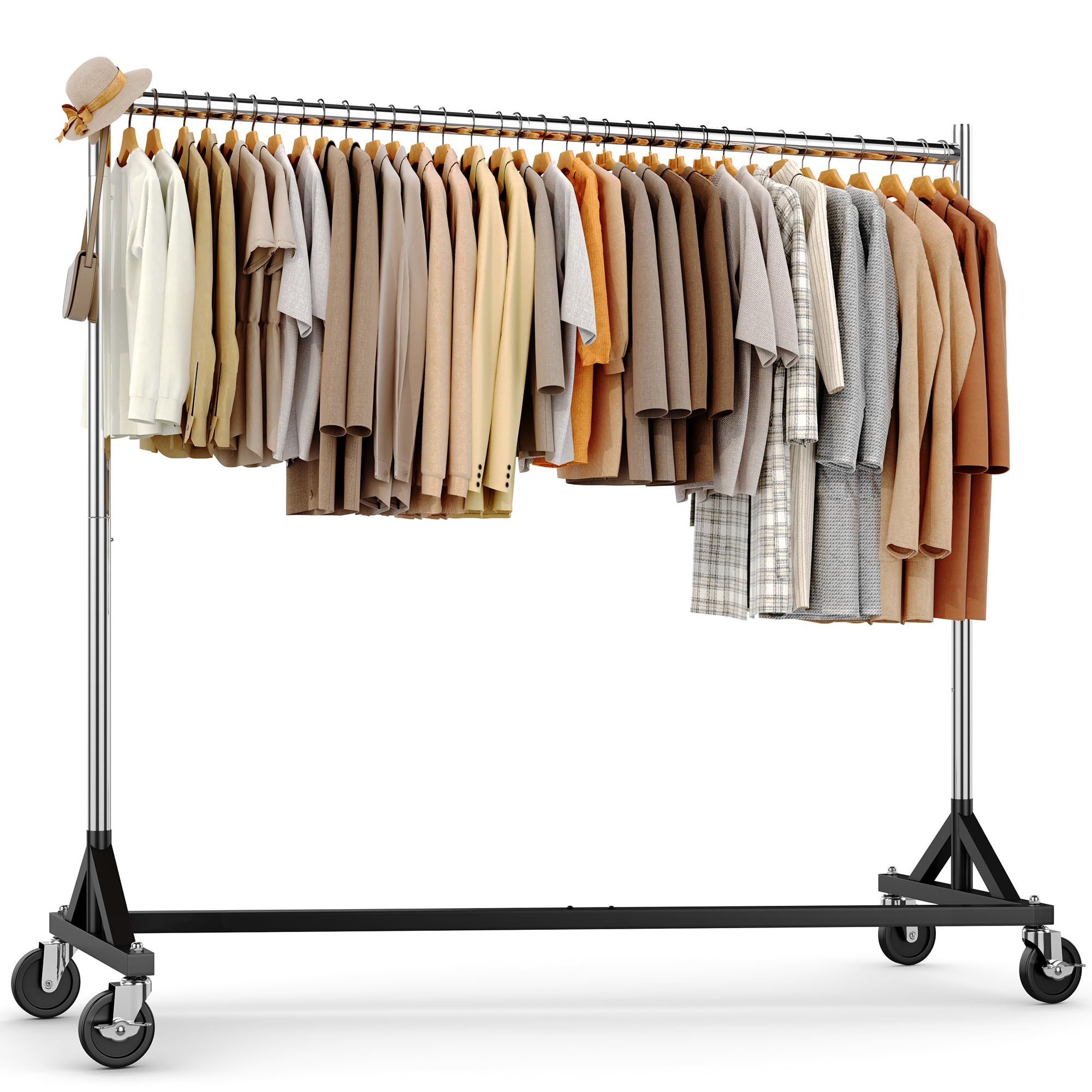 HOKEEPER Commercial Heavy Duty Z Base Clothing Rack, Rolling Garment Rack, 181kg (400lbs) Capacity, Adjustable Height for Retail Shops, Boutiques, Home Bedroom & Flea Markets