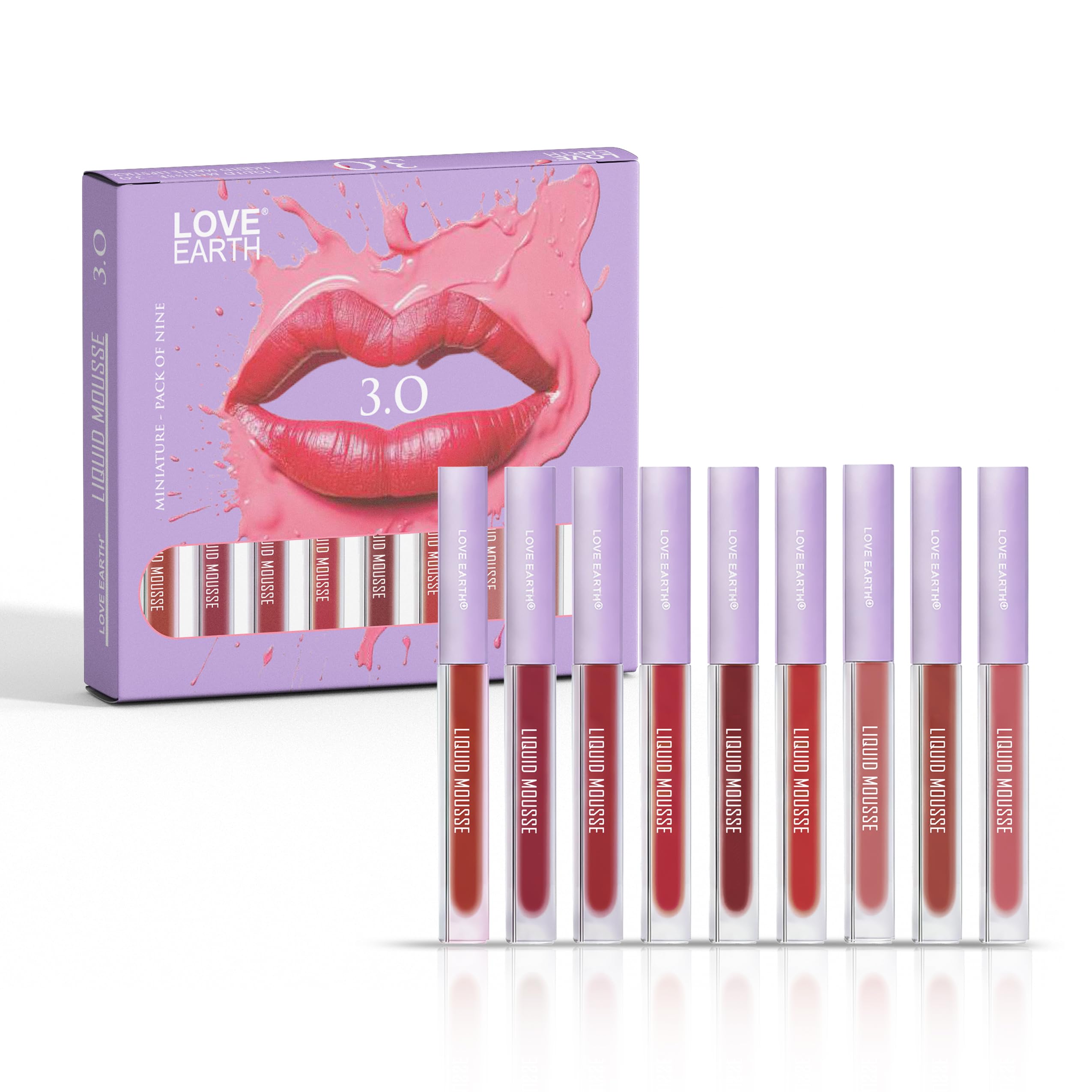 Love Earth Liquid Mousse Lipstick 3.O Matte Finish Combo Kit | Lightweight, Non-Sticky, Non-Drying,Transferproof, Waterproof Lipstick Set | Multicolor Mini Liquid Lipstick - (2Ml X 9) 18Ml-picture-19
