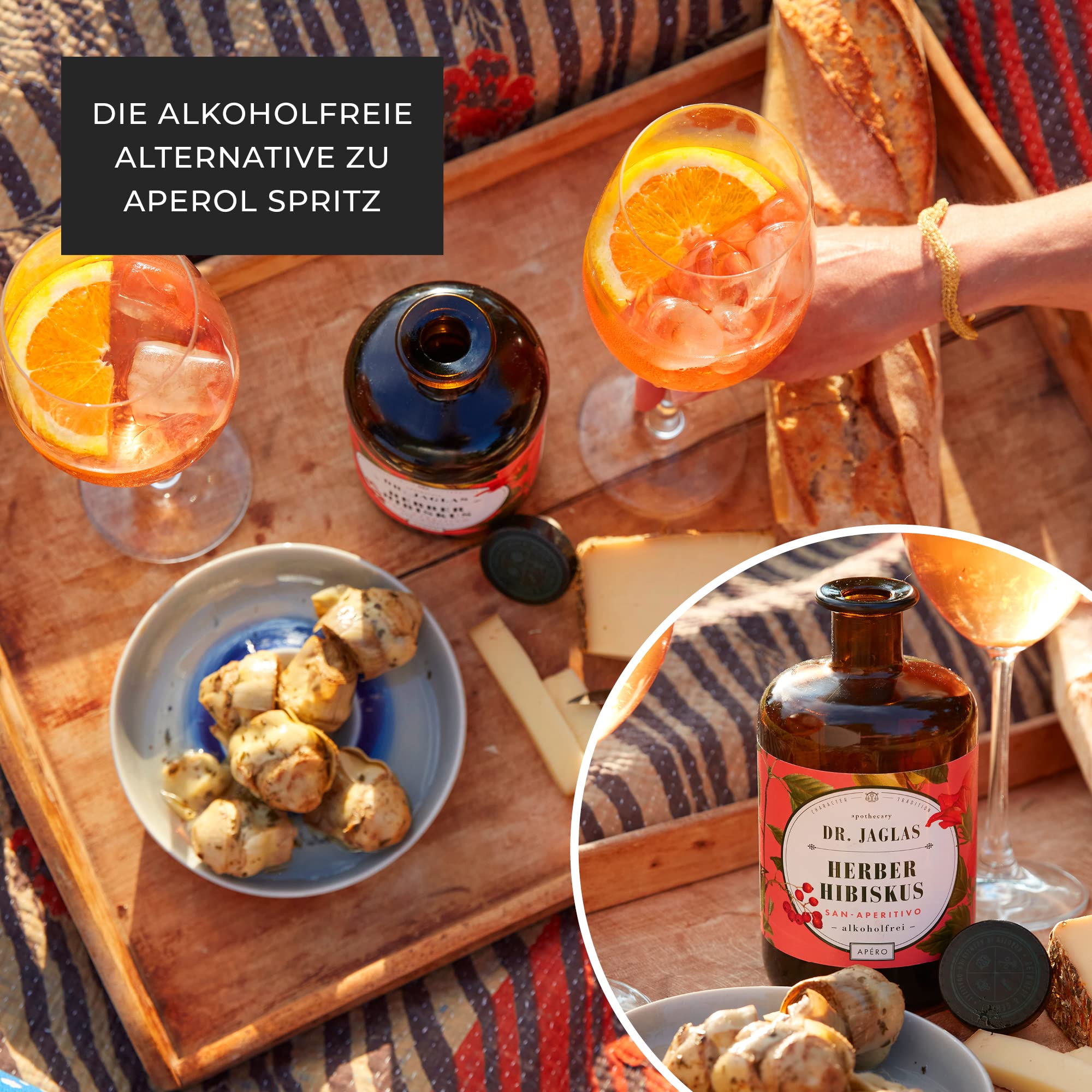 Dr. Jaglas Herber Hibiskus San Aperitivo alkoholfrei 500 ml – Bitter Aperitif mit Hibiskus & dezenter Whisky-Note – ideal für alkoholfreien Spritz & Cocktails – vegan & glutenfrei