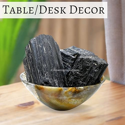 Miniatura 4 de Amazing Gemstone Black Tourmaline Crystals Rough Stone in Bulk, 12lb Large Pieces Turmalina Negra Piedra Originales, Large Black Tourmaline Crystal