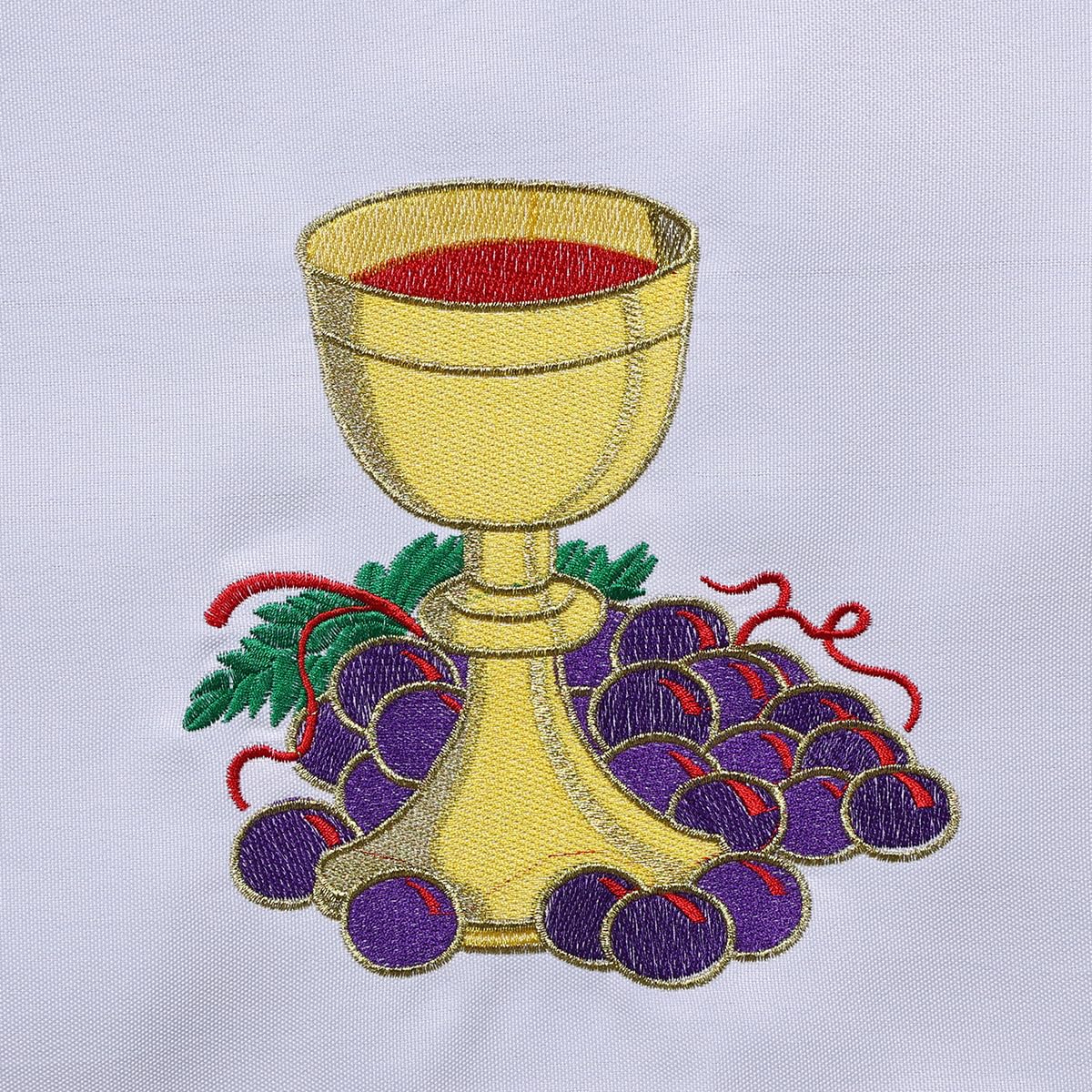 Nappe Communion VitalCozy 224x132cm - Blanche Broderie Dorée - Pour Cérémonies Religieuses