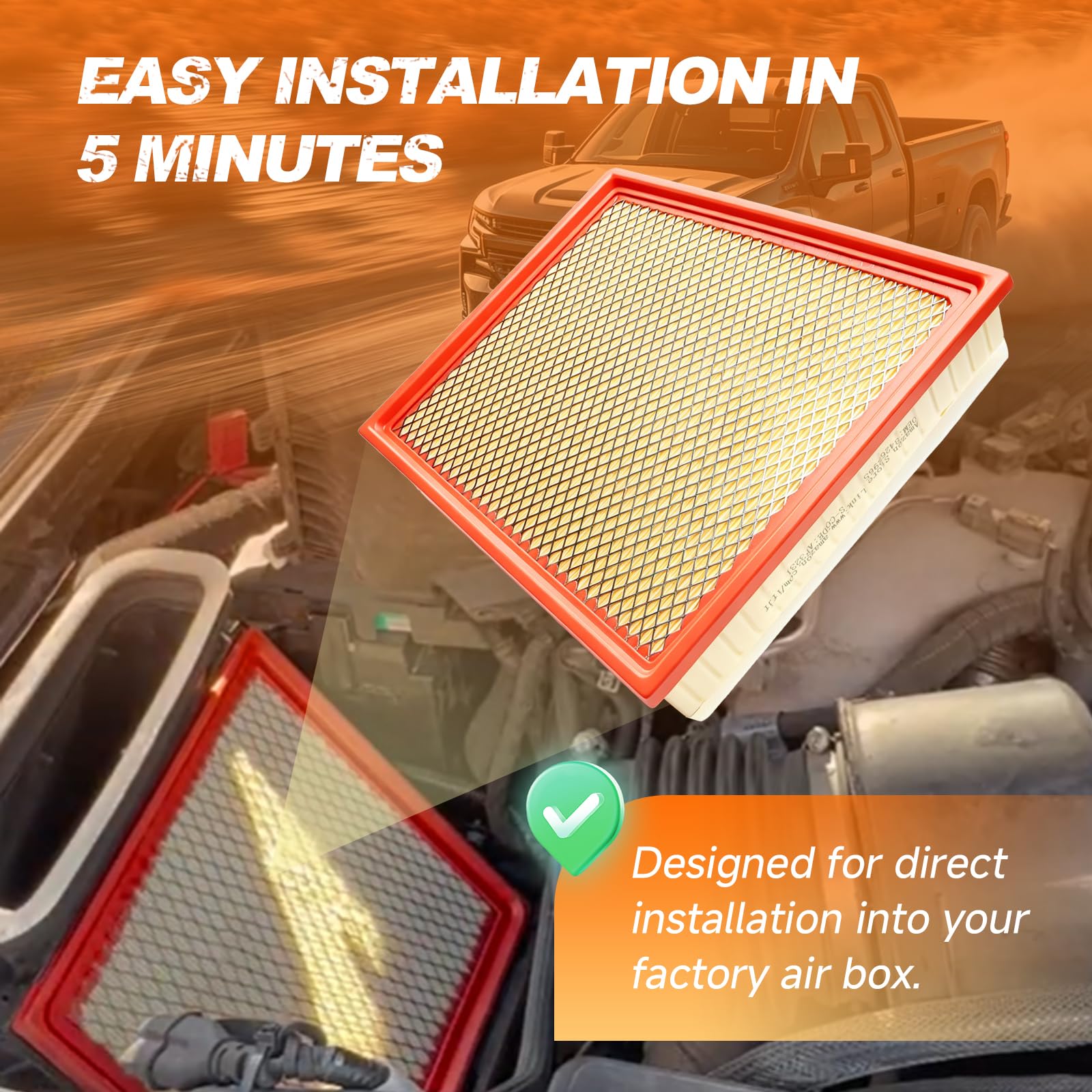 iFJF Filtro de aire de repuesto A3231C para motor diésel Duramax 6.6L V8 2017-2019 Chevy Silverado/GMC Sierra 2500HD 3500HD sustituye a 84262965