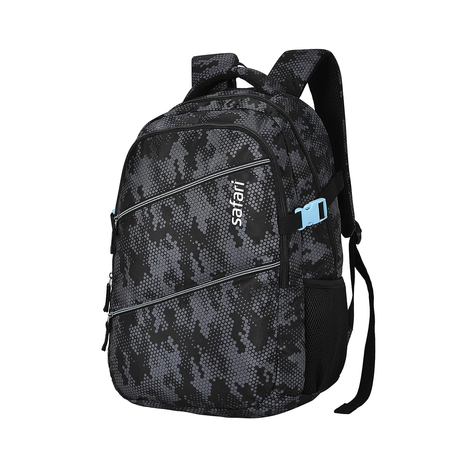 Safari Omega Plus Casual Laptop Backpack, 2 compartments, Raincover, Organizer, Full body print, Bottle holder, Front pockets