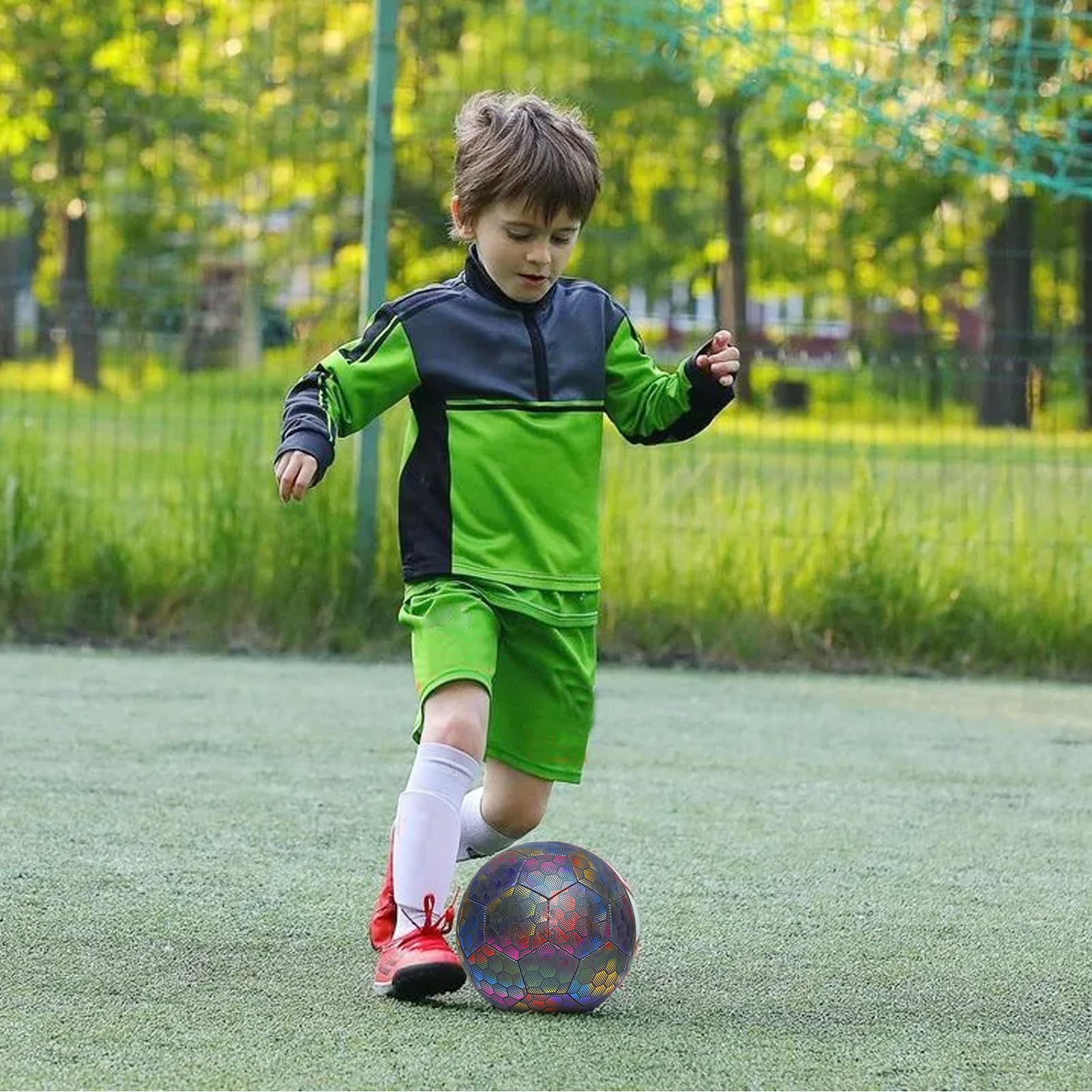Pallone da calcio luminoso, pallone da calcio luminoso | Esercizio di riflettente per attività notturne luminose - Attrezzatura per esercizi fitness per esterni ed interni, sport di